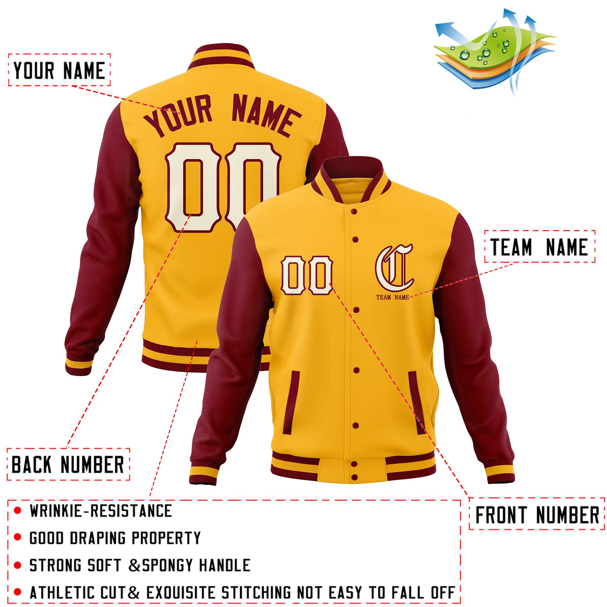 Custom Full-Snap Varsity Bomber Baseball Jackets Personalized Coats