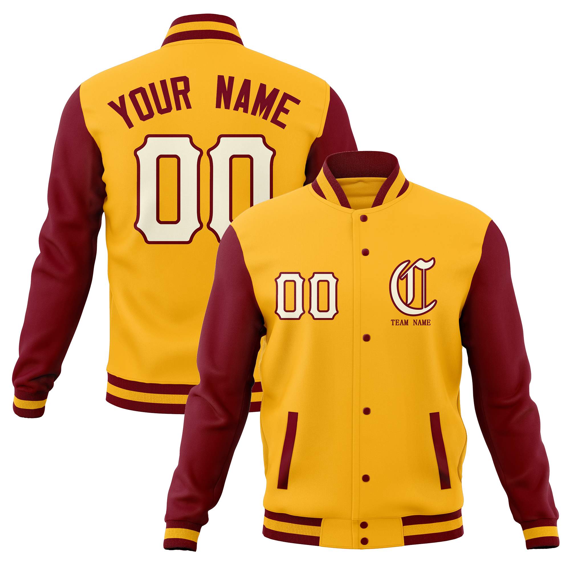 Custom Full-Snap Varsity Bomber Baseball Jackets Personalized Coats