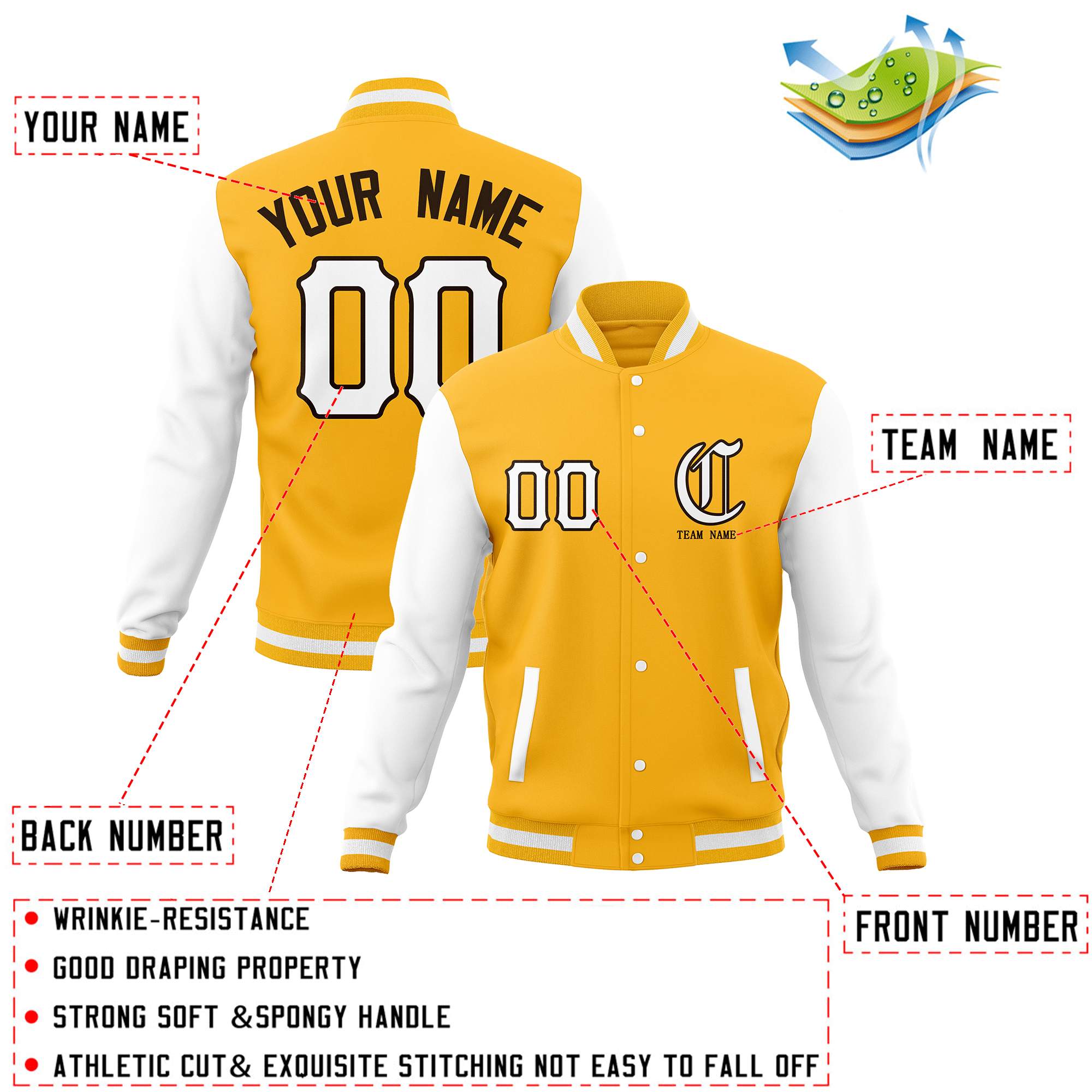 Custom Full-Snap Varsity Letterman Jackets Personalized Baseball Coats