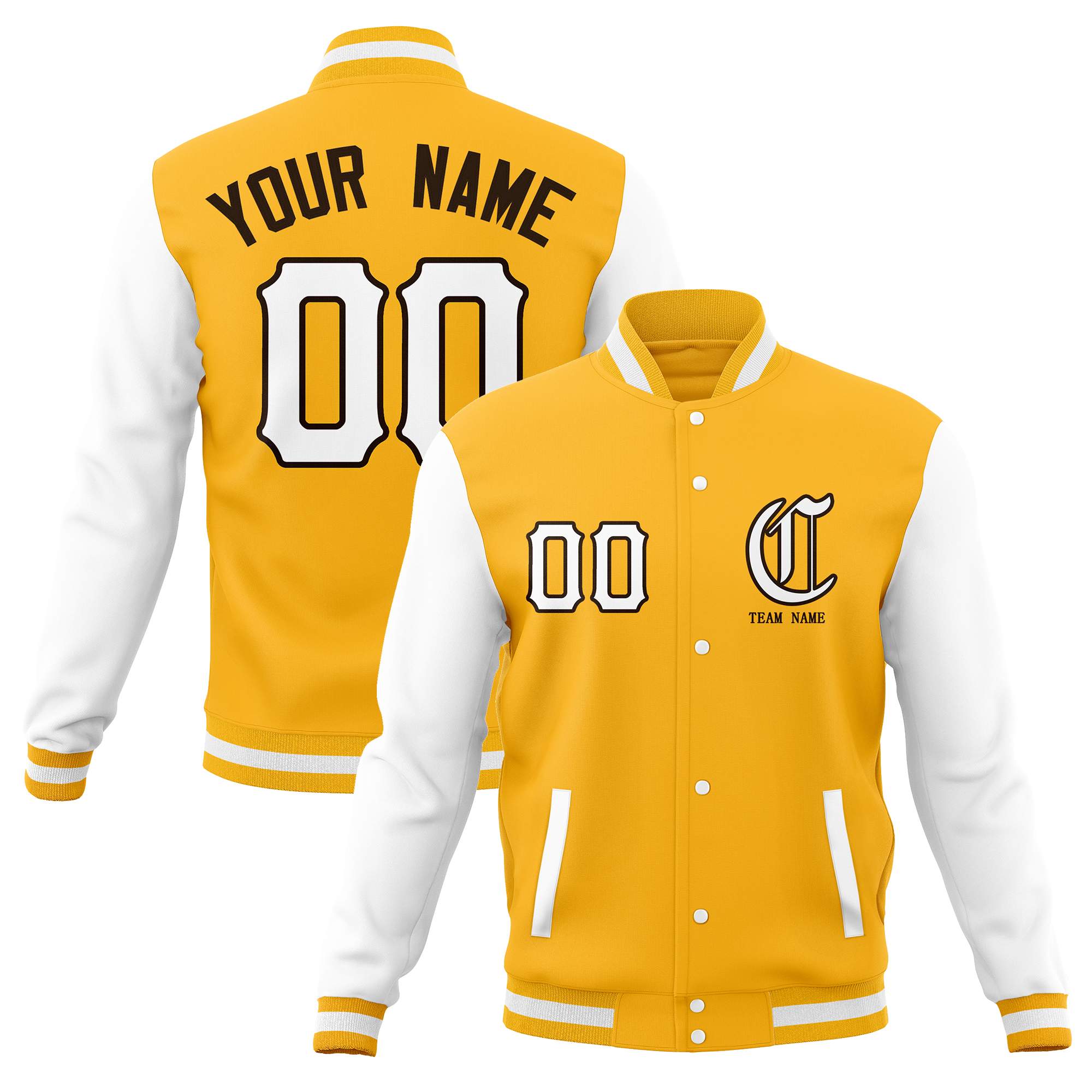 Custom Full-Snap Varsity Letterman Jackets Personalized Baseball Coats