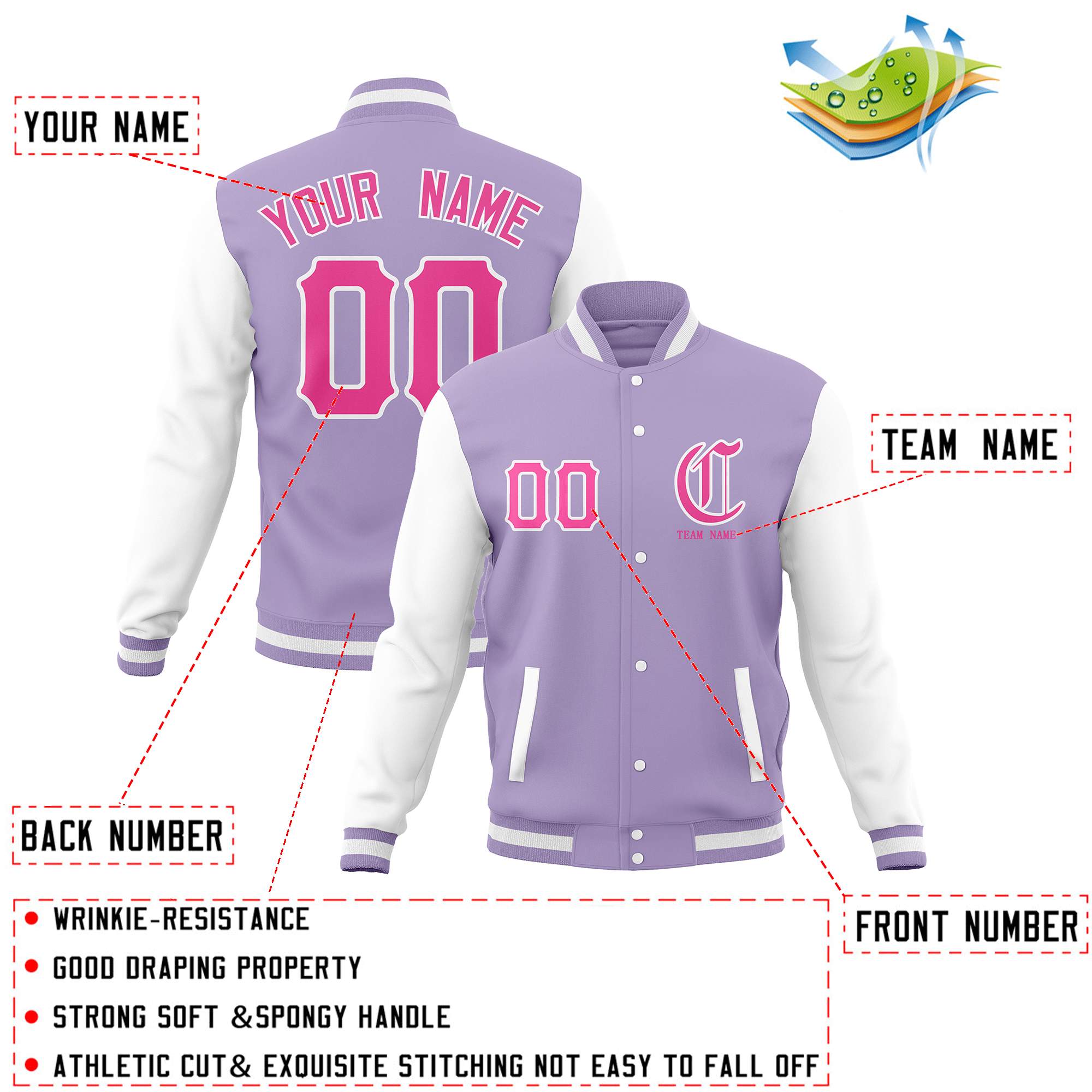 Custom Full-Snap Varsity Letterman Baseball Jackets Personalized Cotton Blend Coats