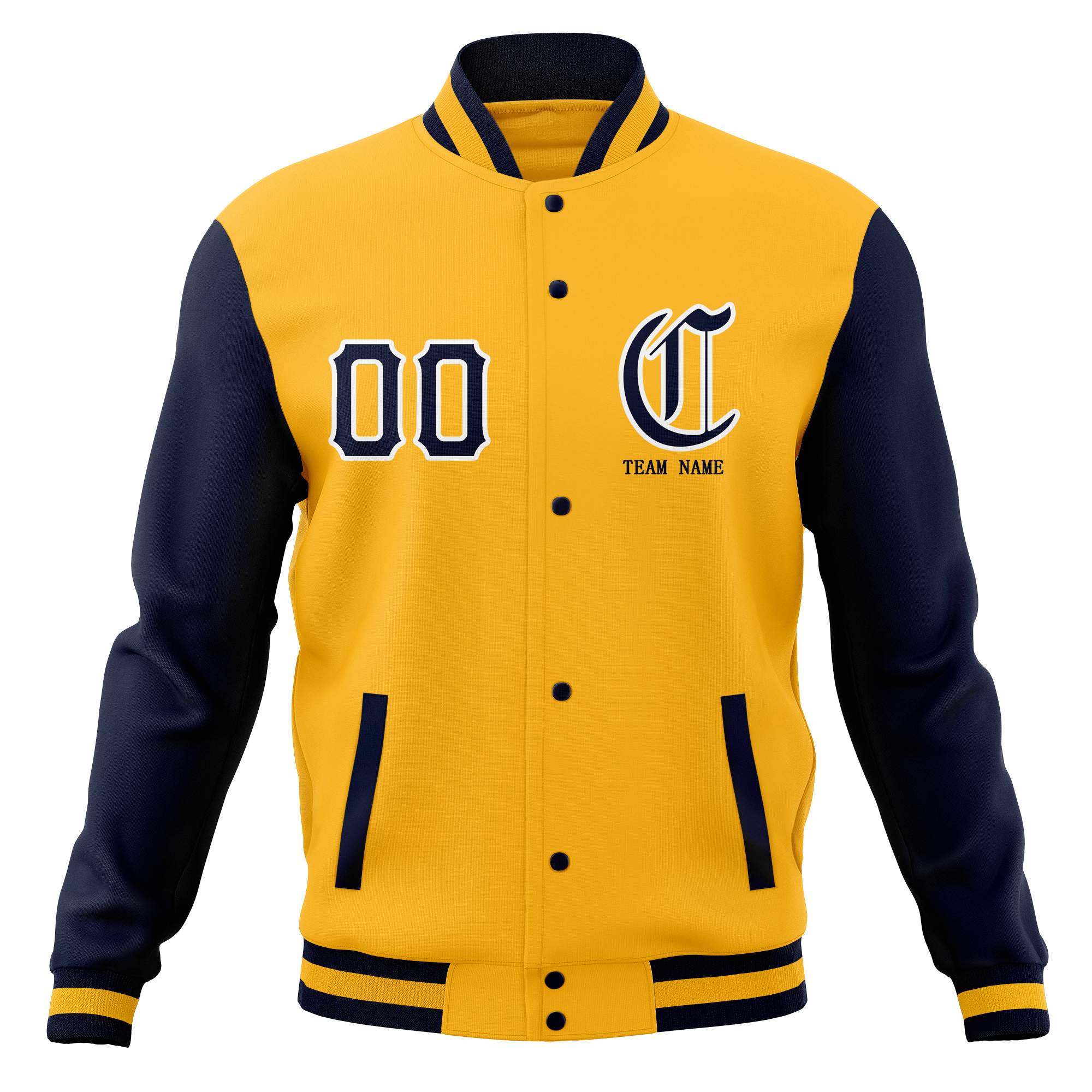 Custom Full-Snap Varsity Letterman Baseball Jackets Personalized Coats Stitched Name Number