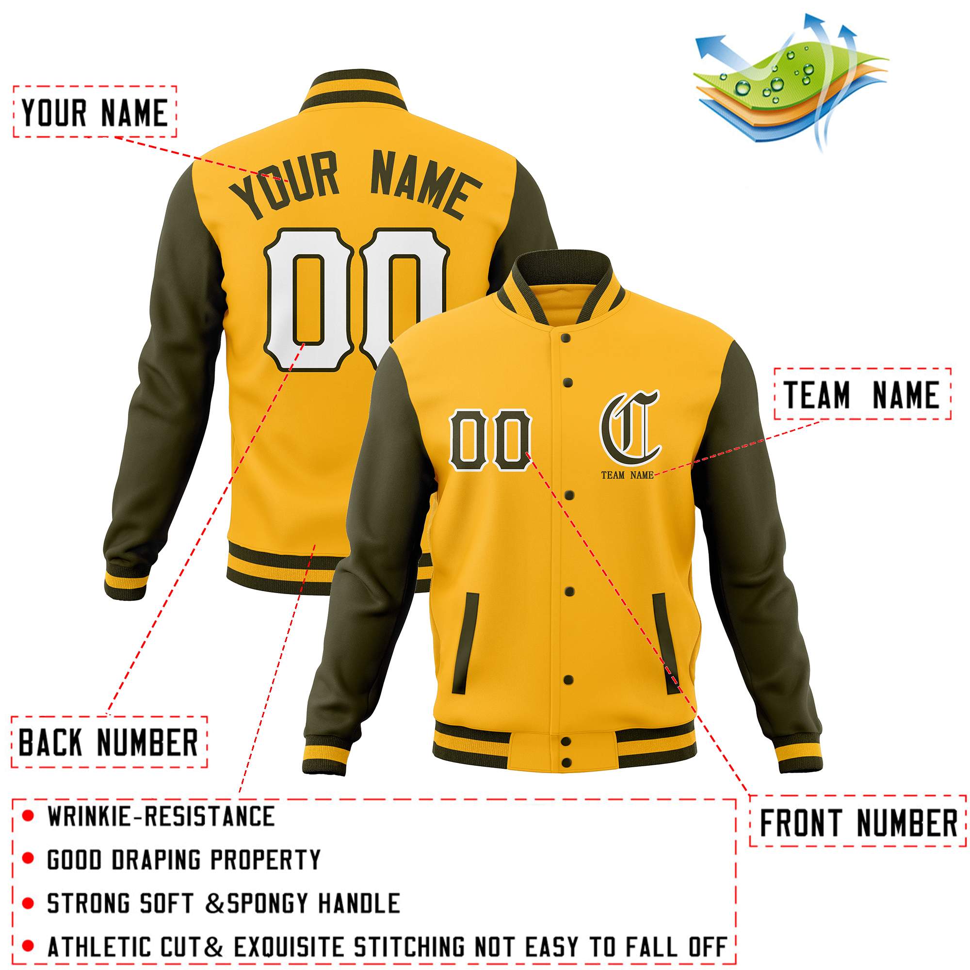 Custom Full-Snap Varsity Letterman Jackets Personalized Baseball Coats