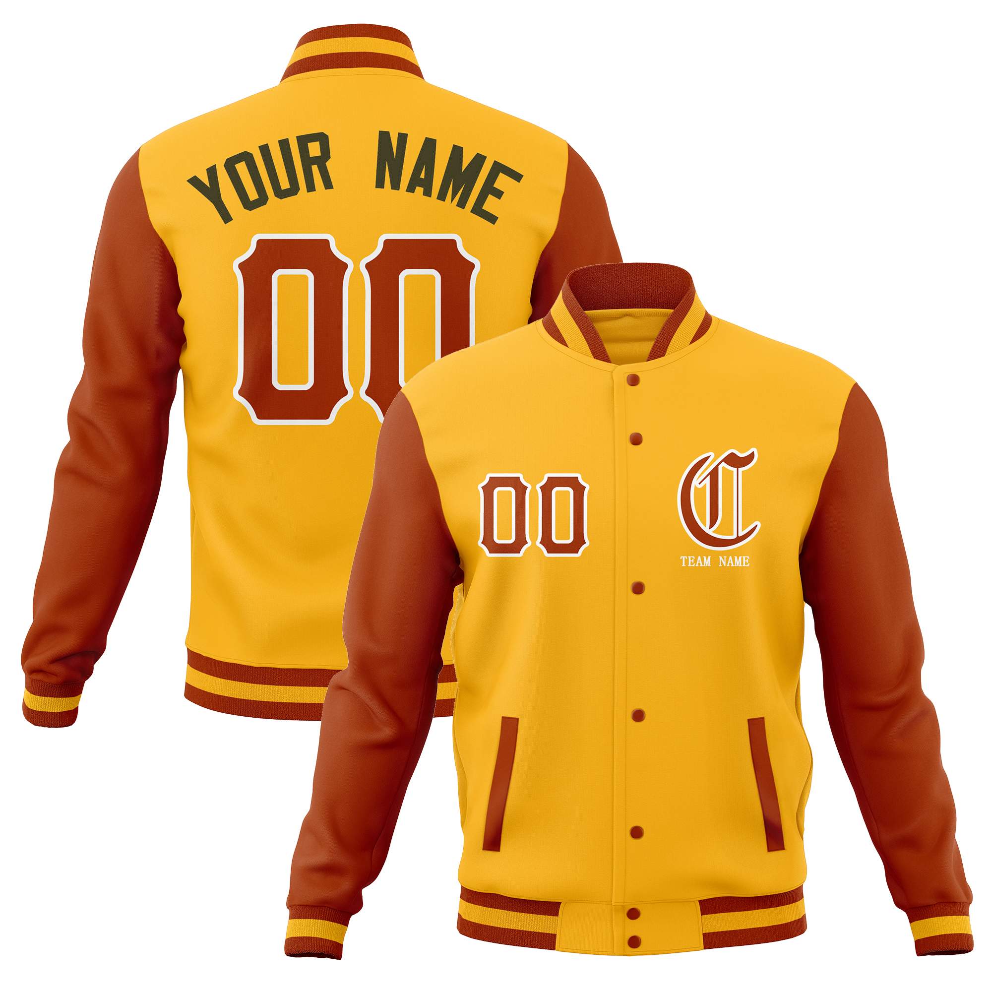 Custom Full-Snap Varsity Letterman Baseball Jackets Personalized Cotton Blend Coats