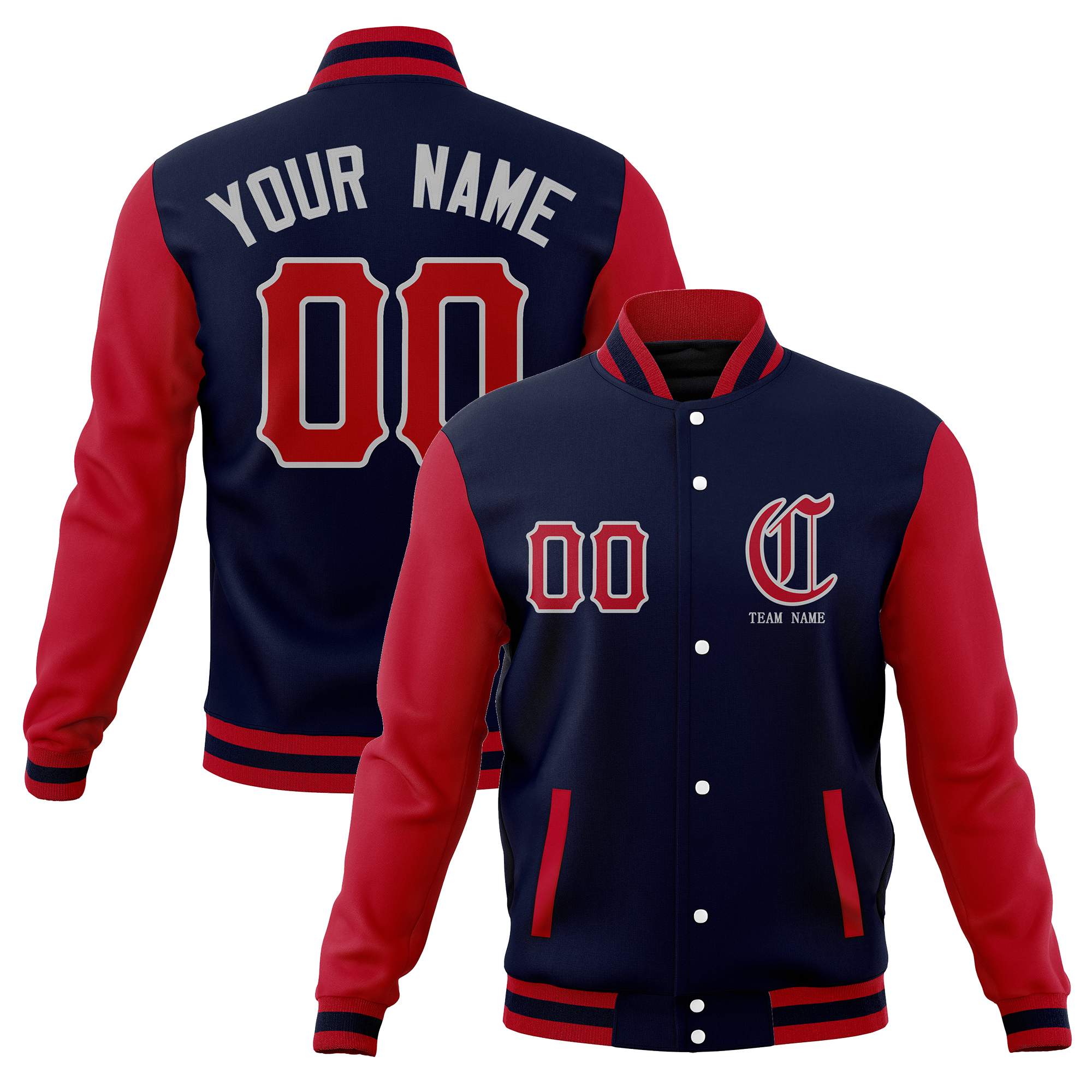 Custom Full-Snap Varsity Letterman Jackets Personalized Baseball Coats