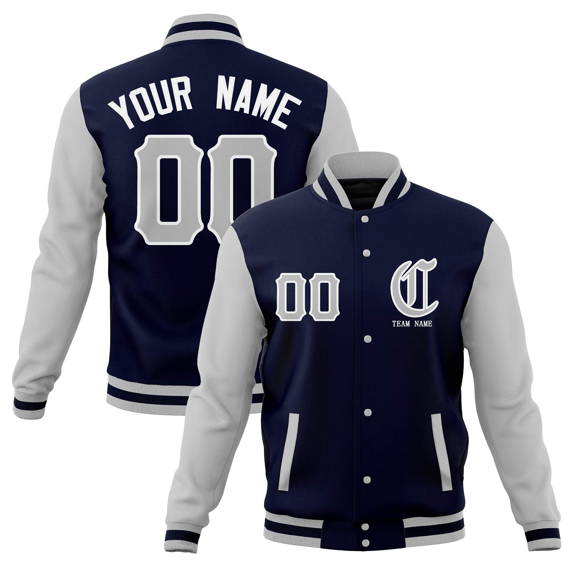 Vestes de baseball Bomber Varsity personnalisées à bouton-pression complètes, manteaux personnalisés