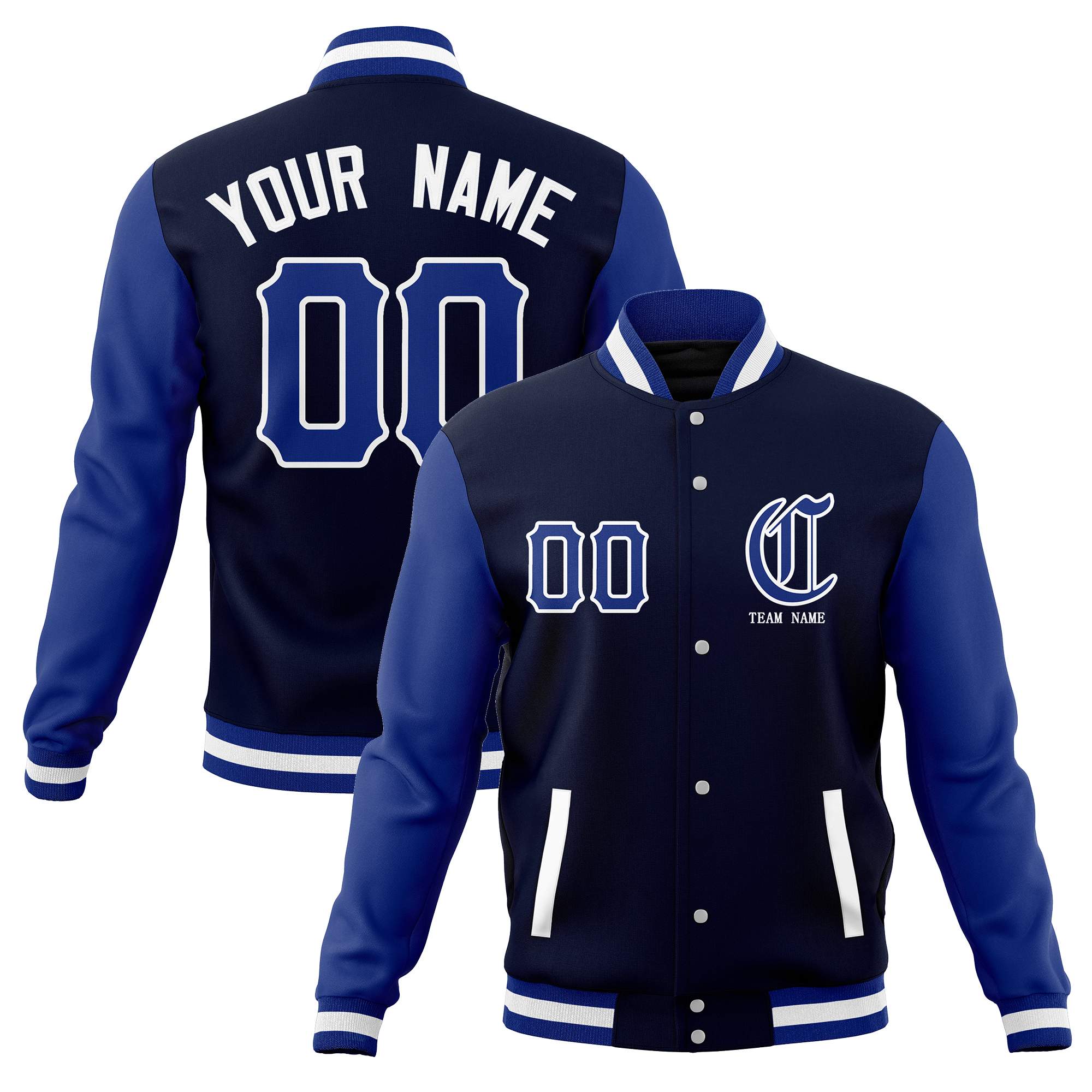 Custom Full-Snap Varsity Bomber Baseball Jackets Stitched Name Number