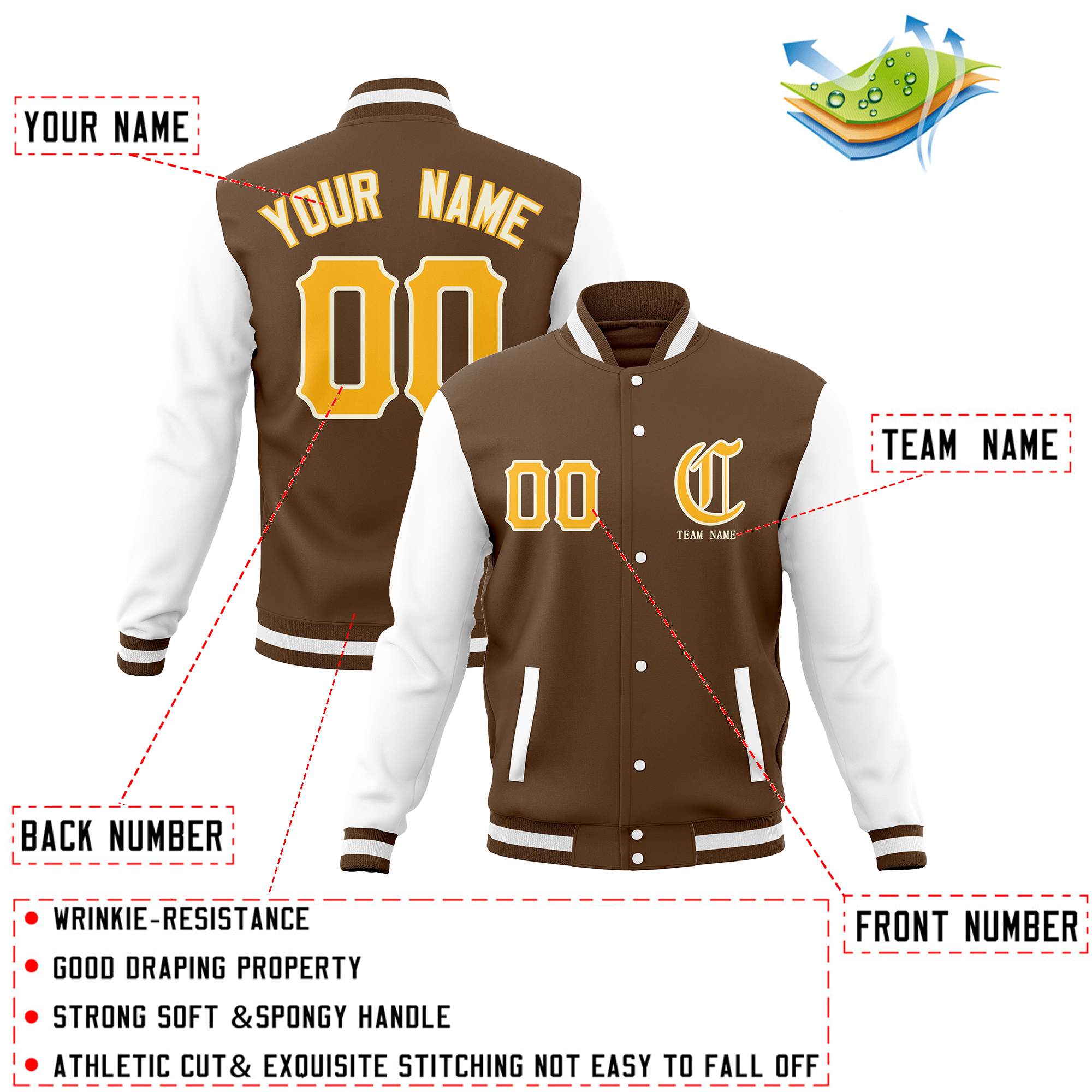 Custom Full-Snap Varsity Letterman Jackets Personalized Baseball Coats