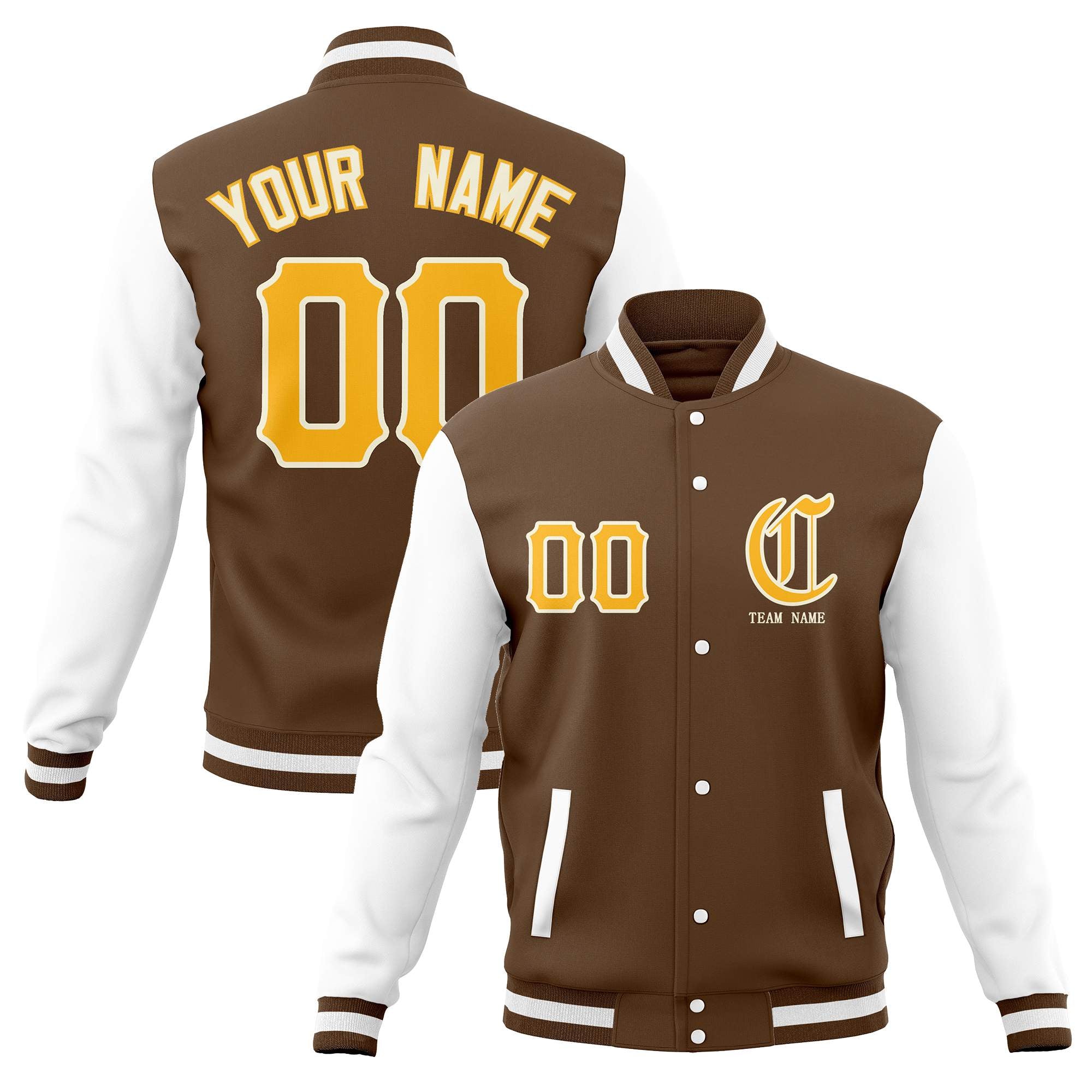 Custom Full-Snap Varsity Letterman Jackets Personalized Baseball Coats