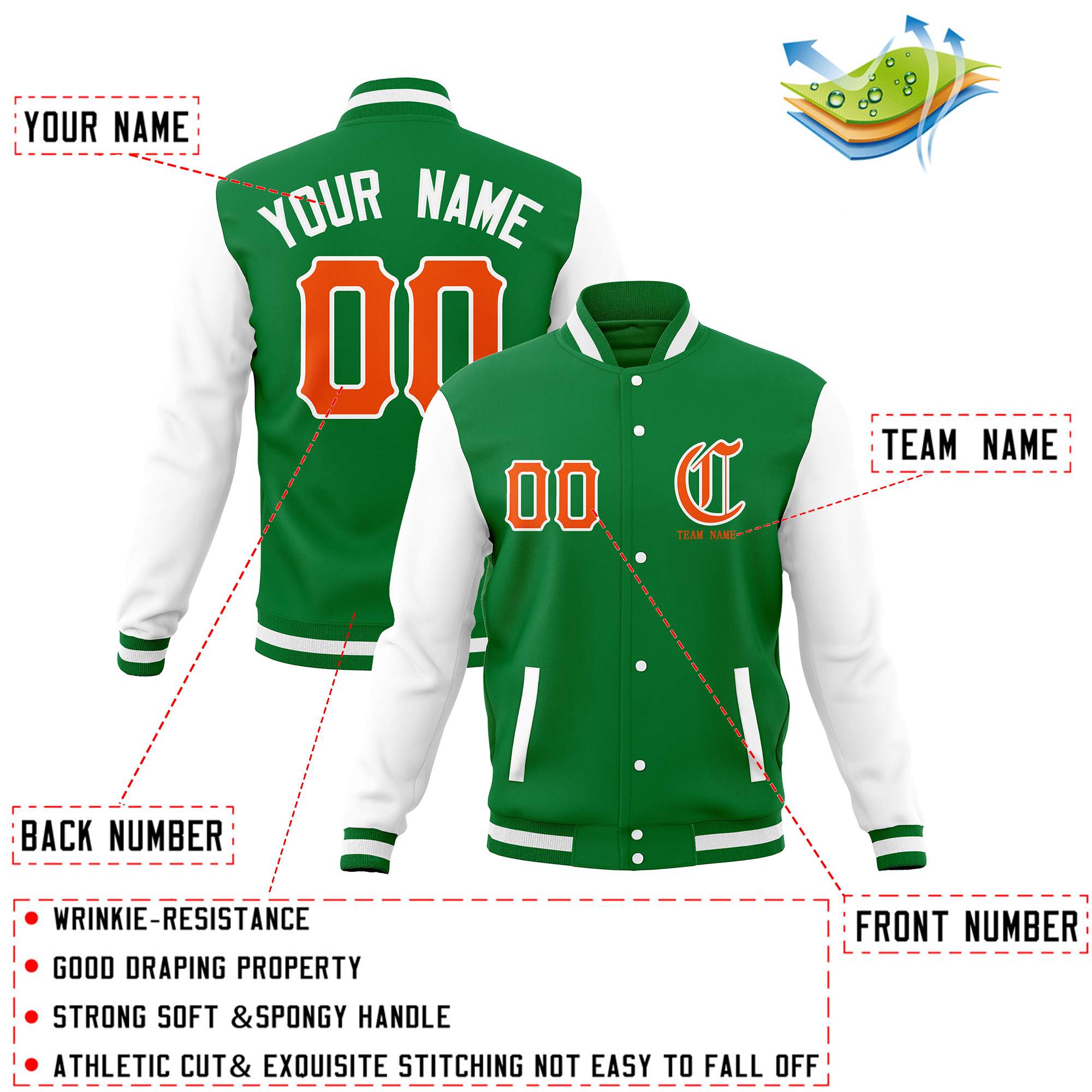 Custom Full-Snap Varsity Letterman Jackets Personalized Baseball Coats