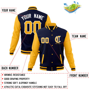 Custom Full-Snap Varsity Bomber Baseball Jackets Personalized Coats Stitched Name Number