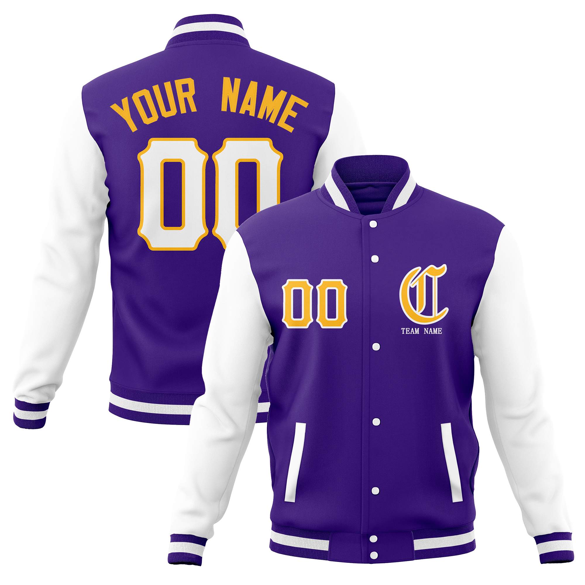 Custom Full-Snap Varsity Bomber Baseball Jackets Stitched Name Number