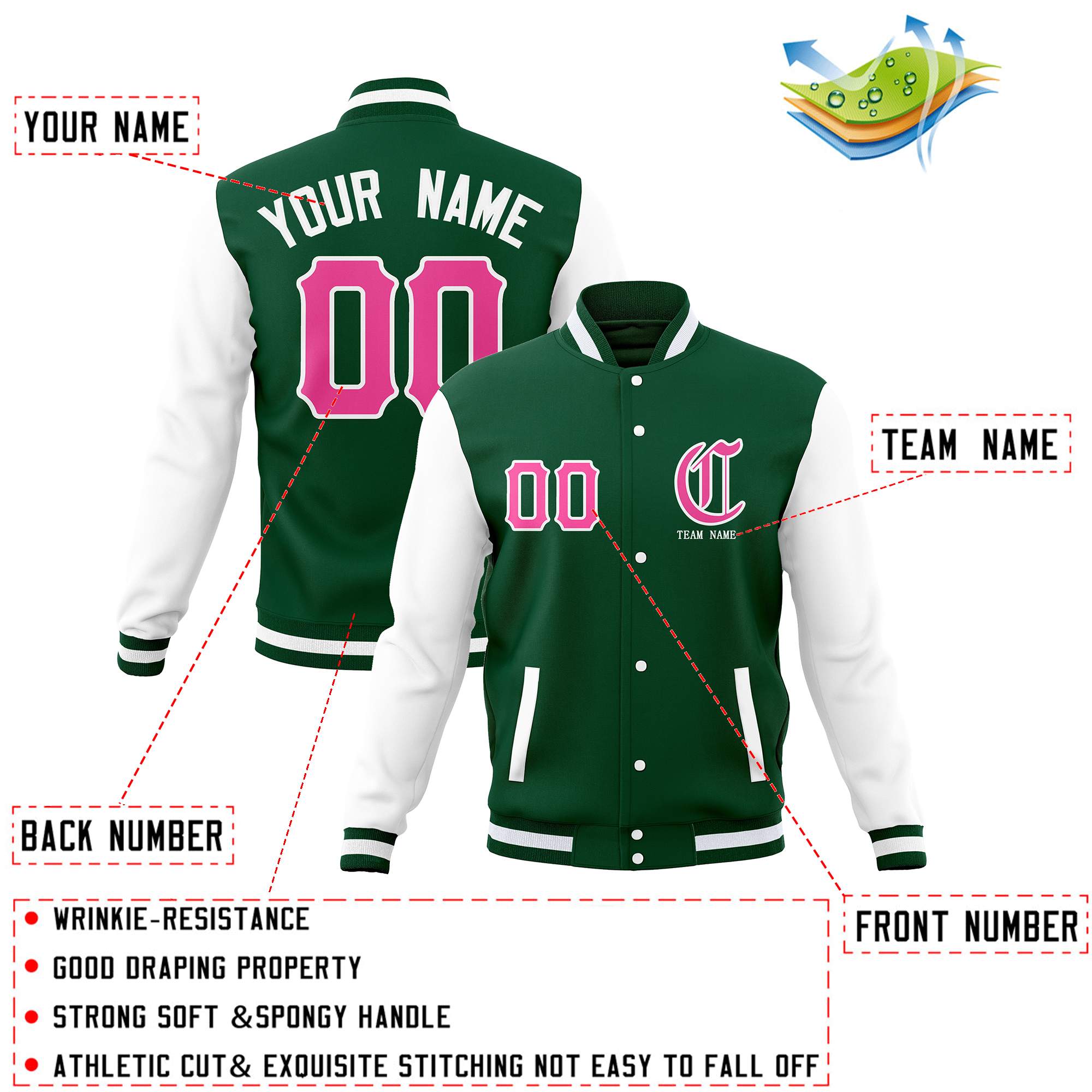 Custom Full-Snap Varsity Bomber Baseball Jackets Personalized Coats