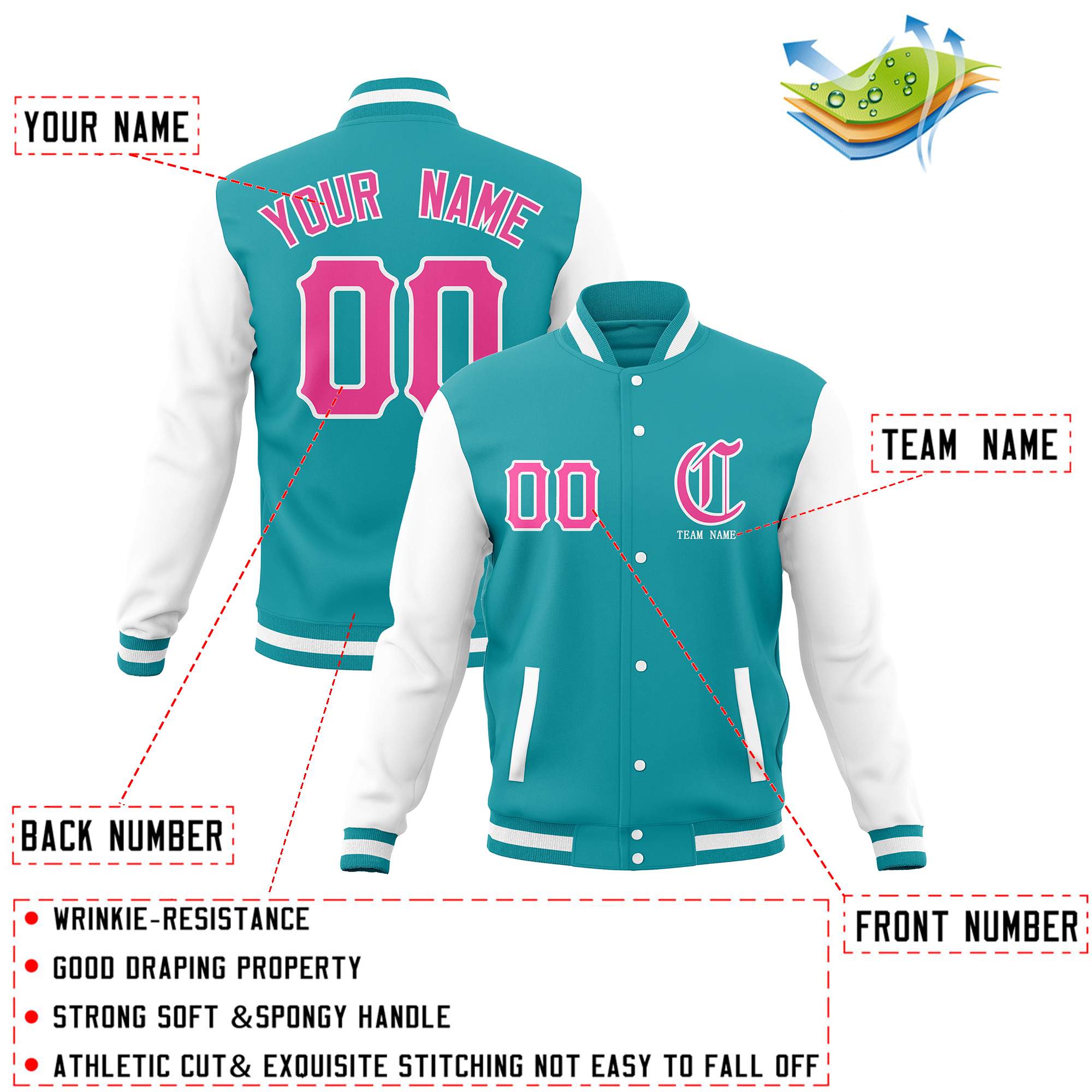 Custom Full-Snap Varsity Letterman Jackets Personalized Baseball Coats