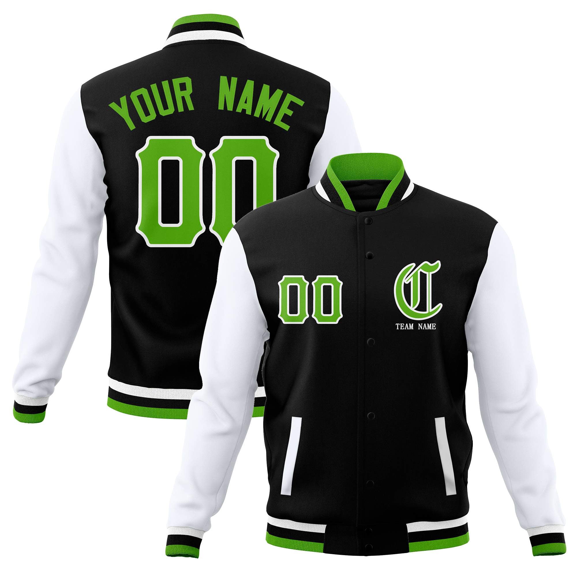 Custom Full-Snap Varsity Letterman Jackets Personalized Baseball Coats