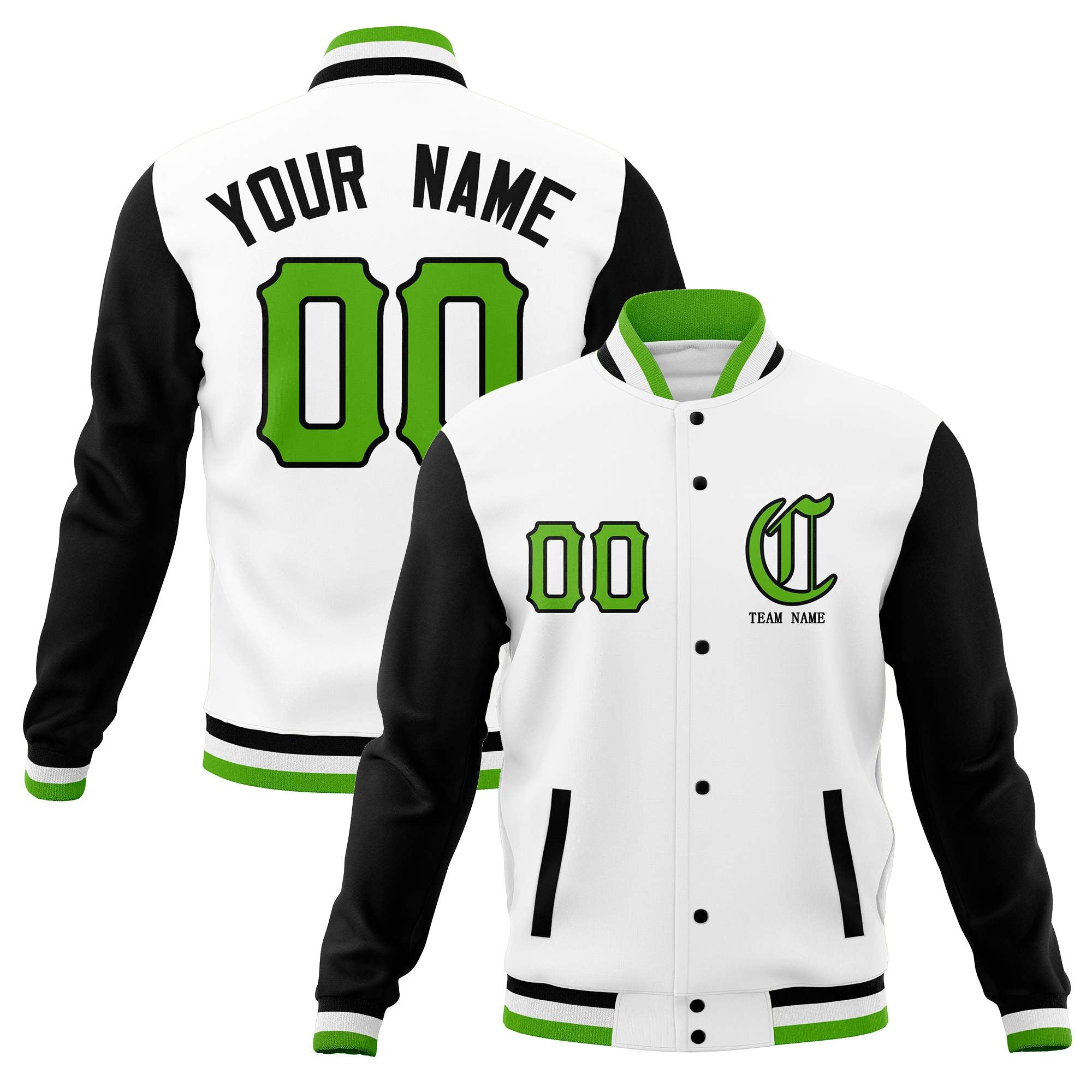 Custom Full-Snap Varsity Bomber Baseball Jackets Personalized Coats