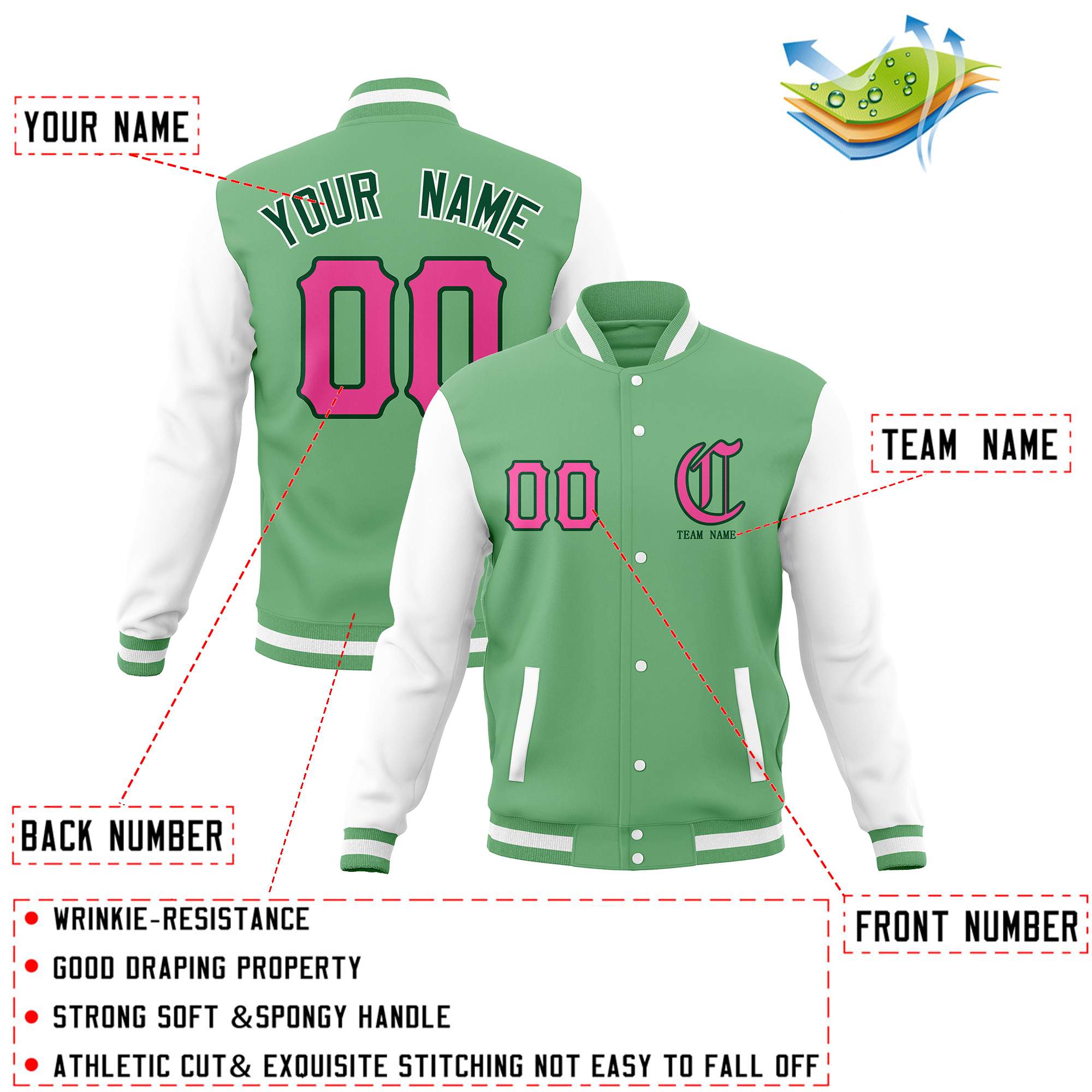 Custom Full-Snap Varsity Letterman Jackets Personalized Baseball Coats