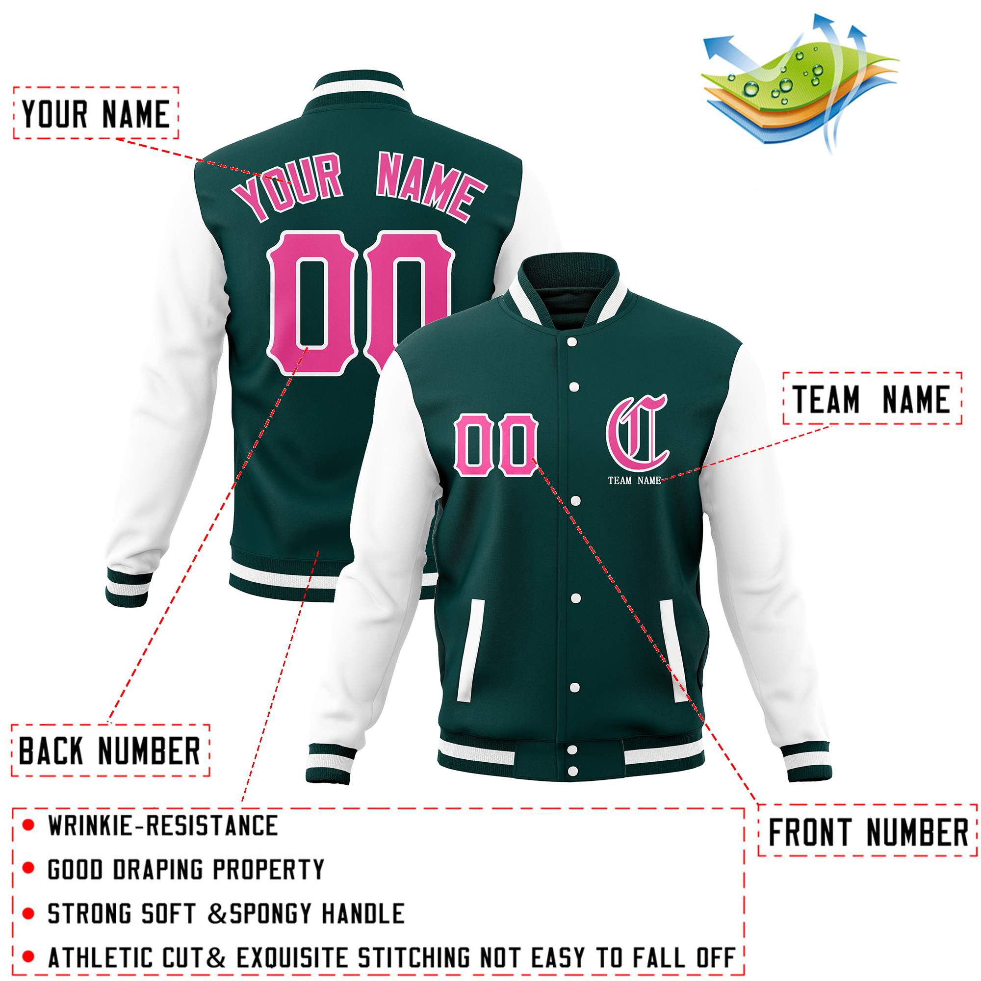 Custom Full-Snap Varsity Bomber Baseball Jackets Personalized Coats