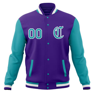 Vestes de baseball Varsity Letterman personnalisées à bouton-pression complète avec manches raglan