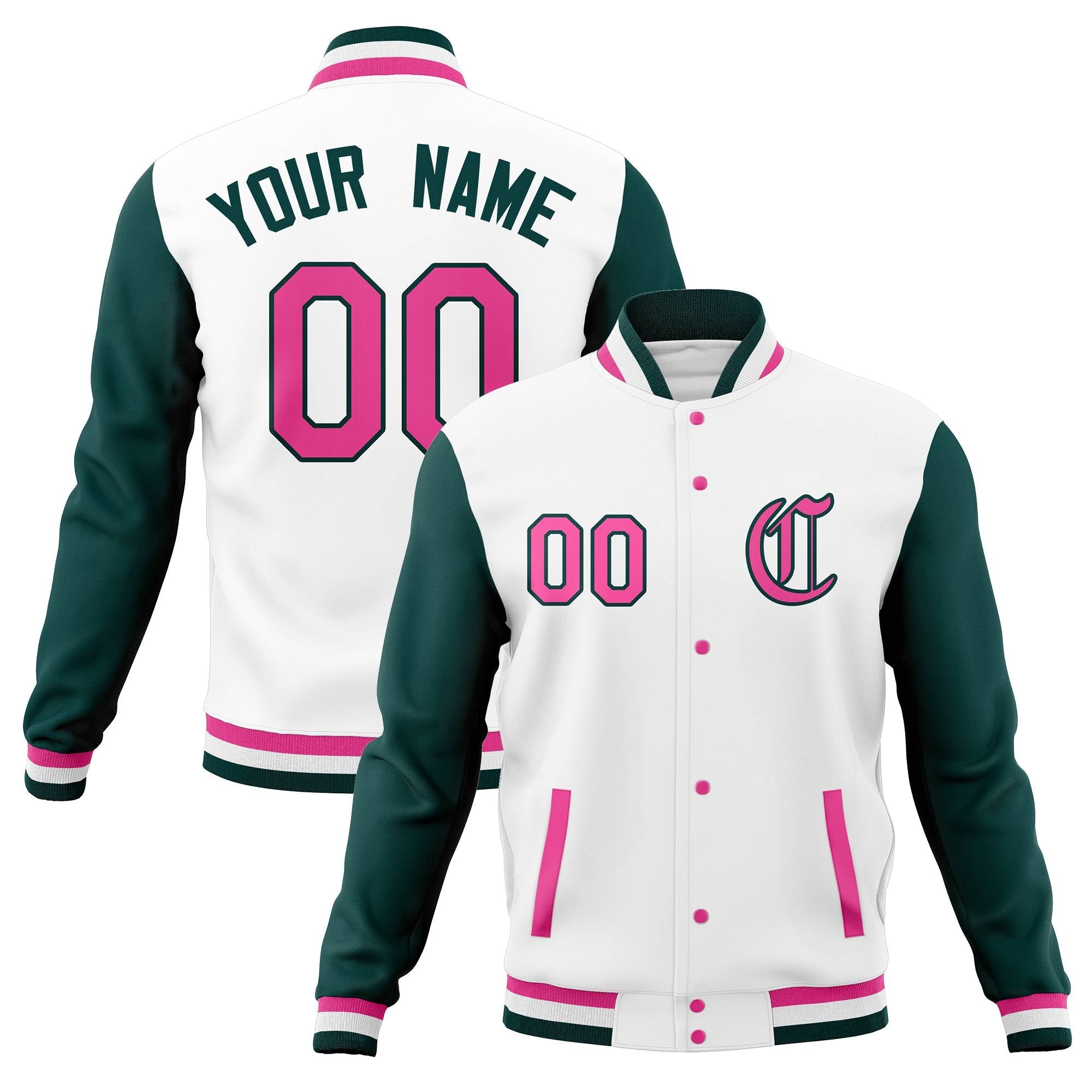 Custom Full-Snap Baseball Coats Personalized Varsity Letterman Jackets with Raglan Sleeves