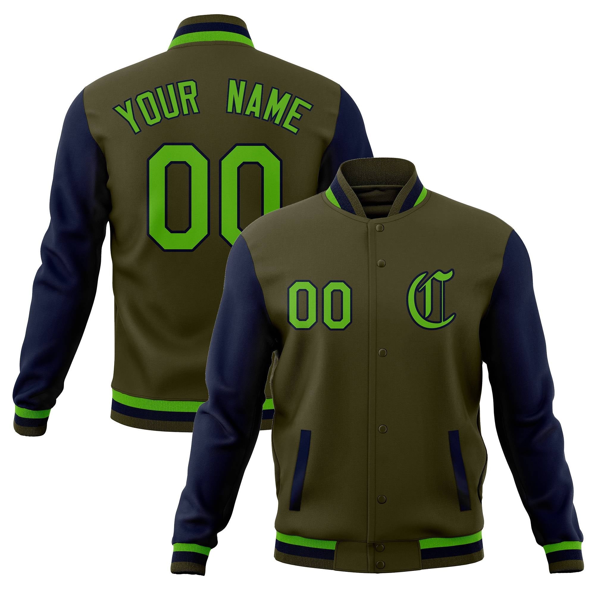 Custom Varsity Letterman Baseball Jackets Personalized Full-Snap Stitched Coats for Adults