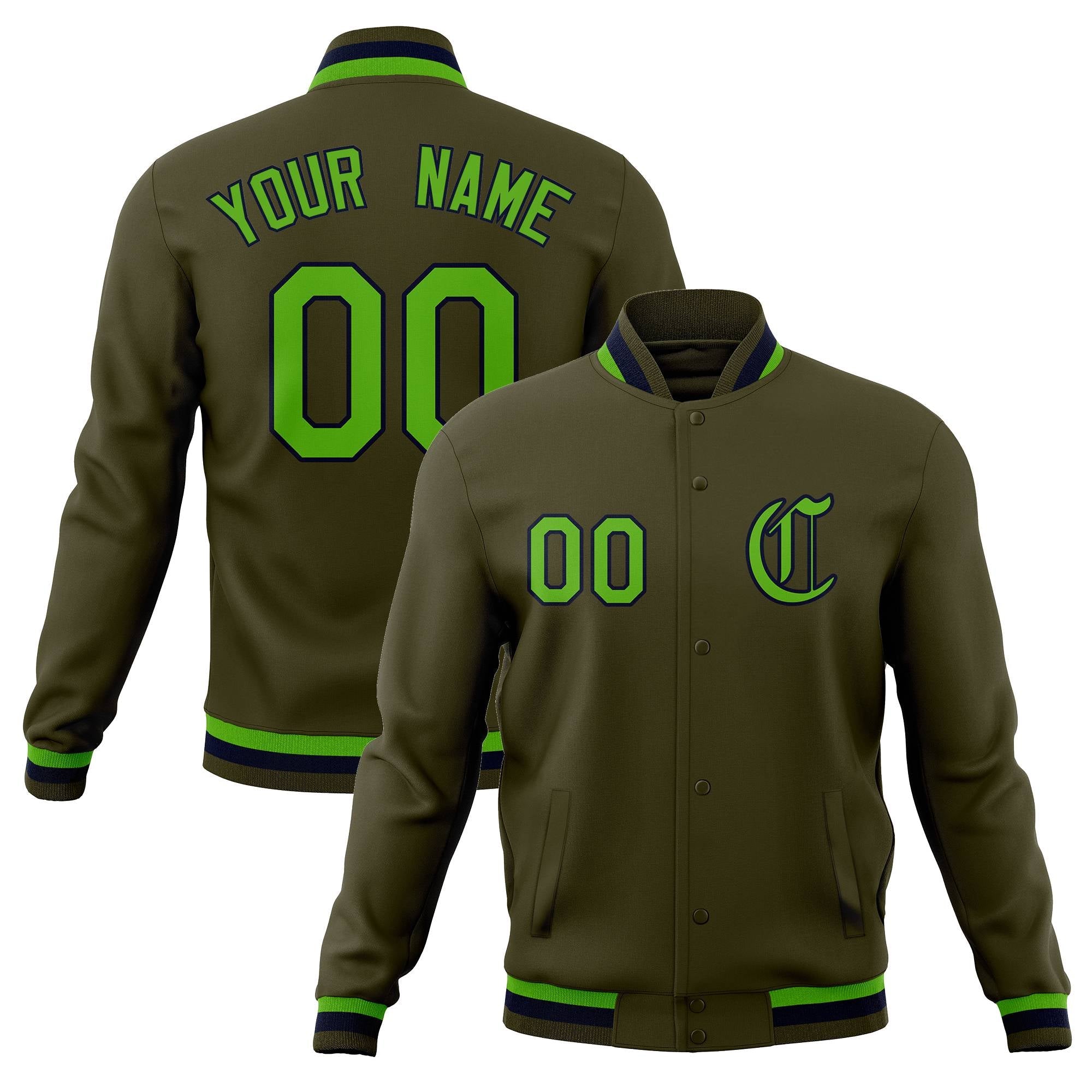 Custom Varsity Letterman Baseball Jackets Personalized Full-Snap with Raglan Sleeves