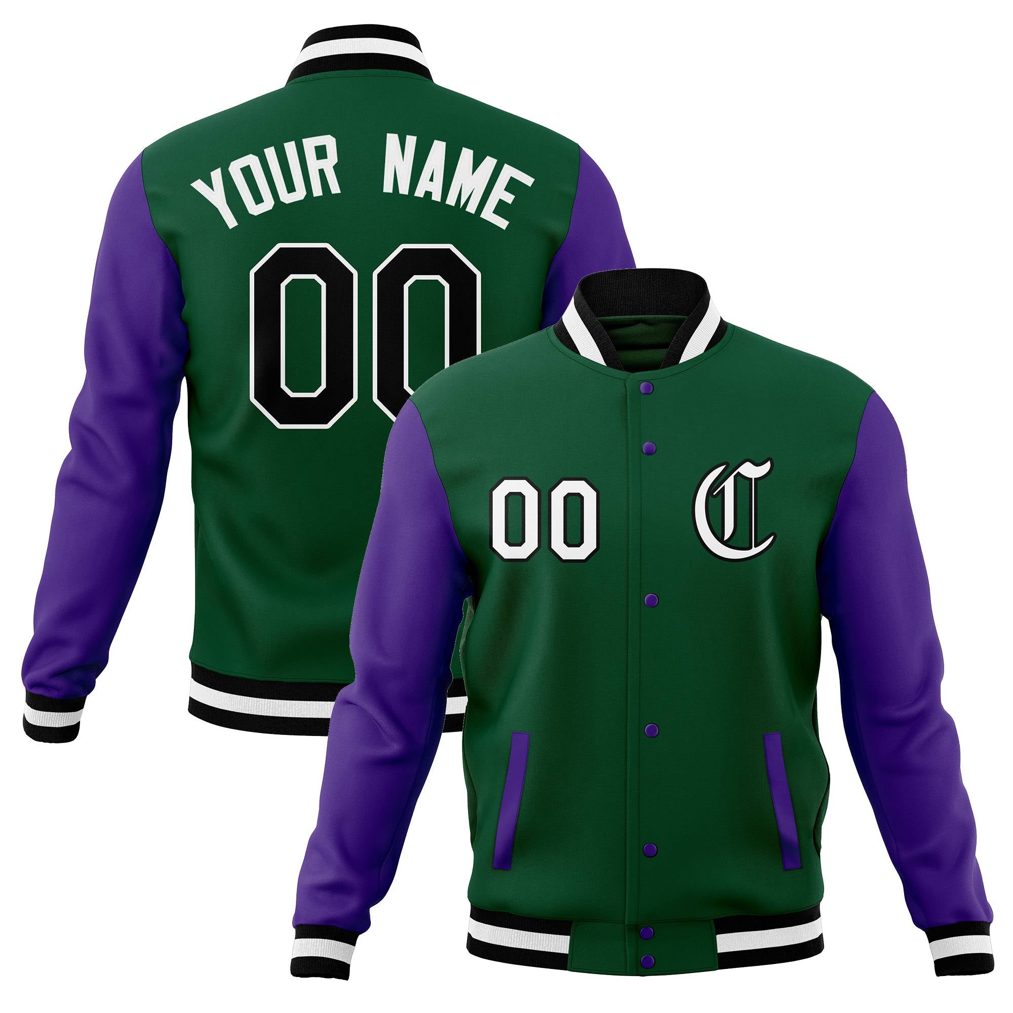 Custom Full-Snap Baseball Coats Raglan Sleeves Varsity Letterman Jackets