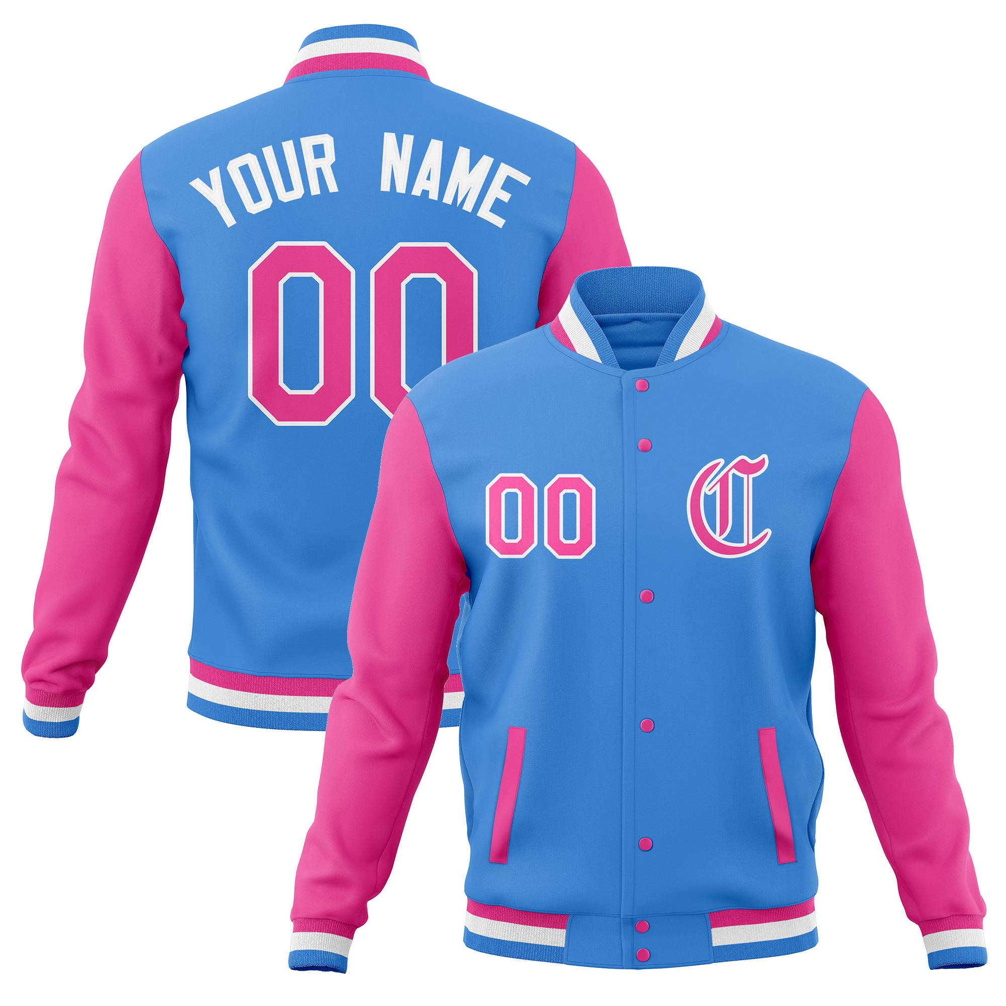 Custom Full-Snap Baseball Coats Raglan Sleeves Varsity Letterman Jackets