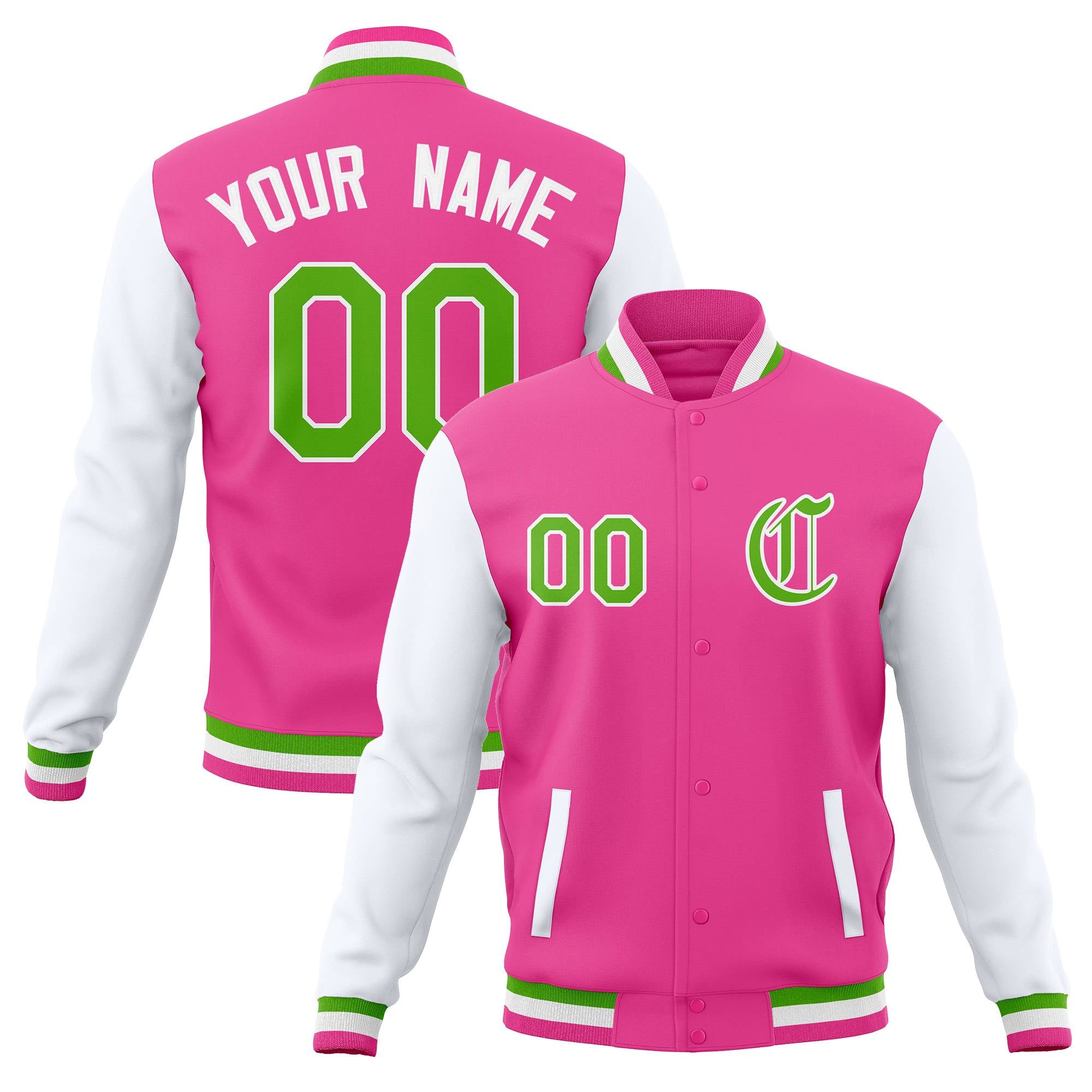 Custom Full-Snap Baseball Coats Personalized Varsity Letterman Jackets with Raglan Sleeves