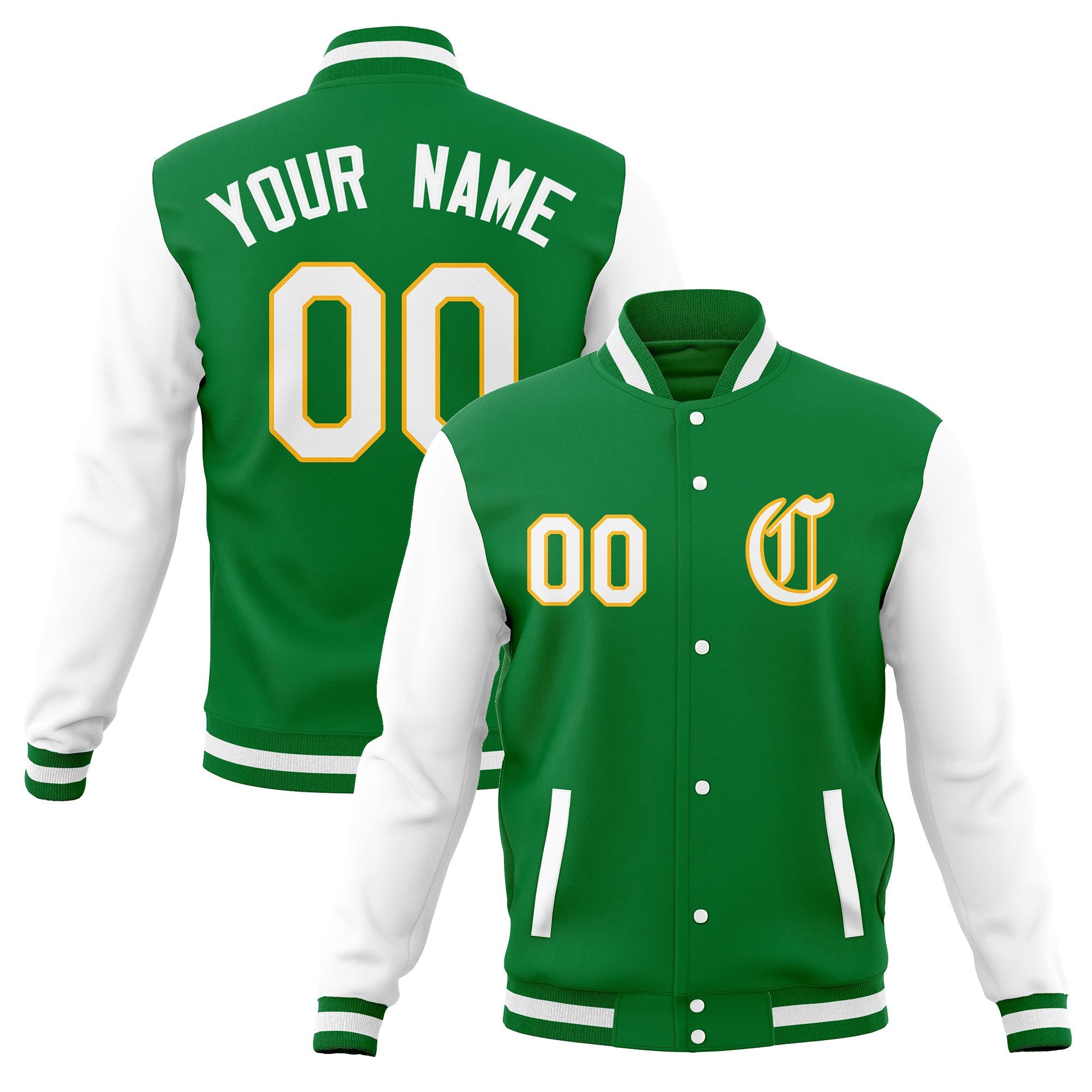 Custom Varsity Letterman Baseball Jackets Personalized Full-Snap with Raglan Sleeves