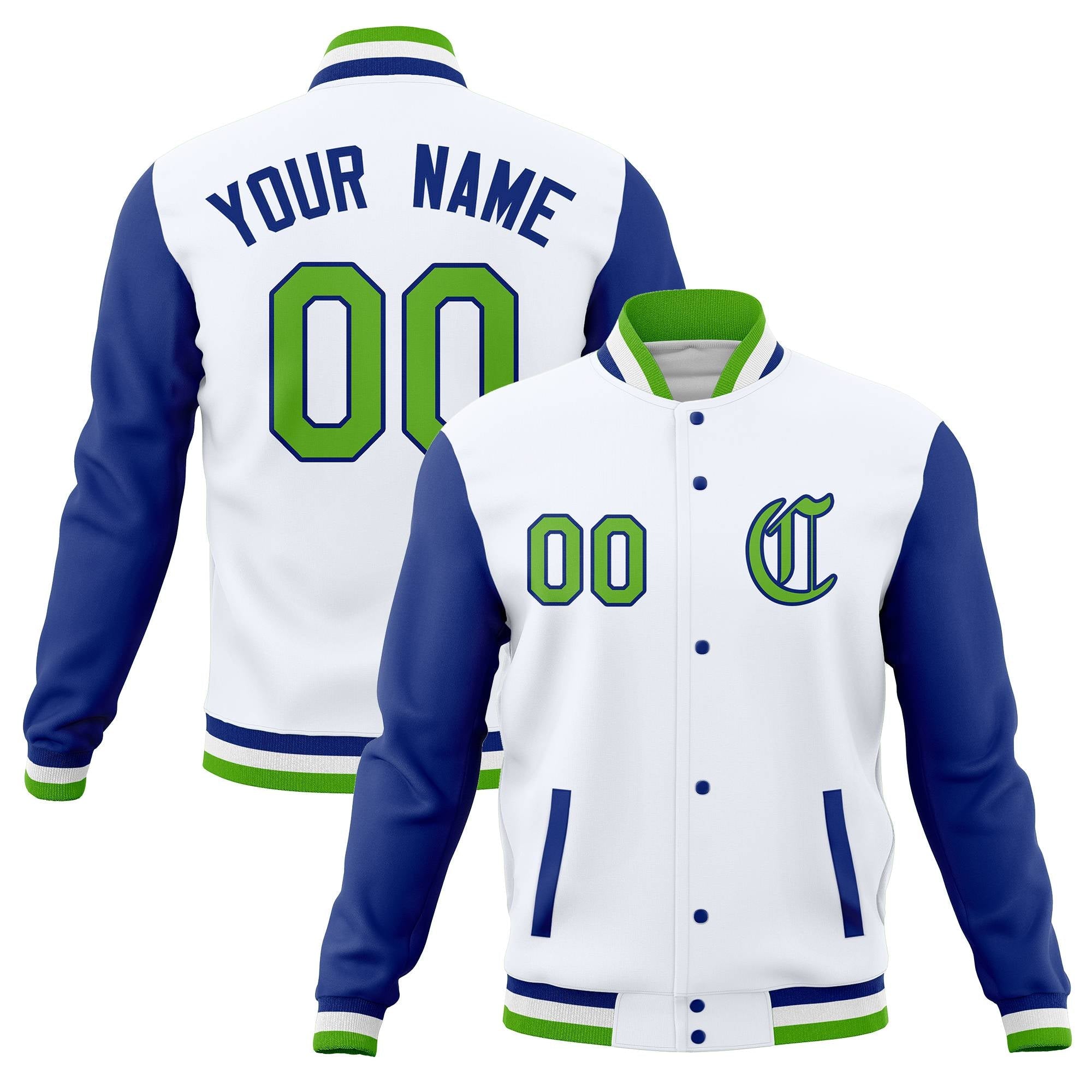 Custom Full-Snap Baseball Coats Raglan Sleeves Varsity Letterman Jackets