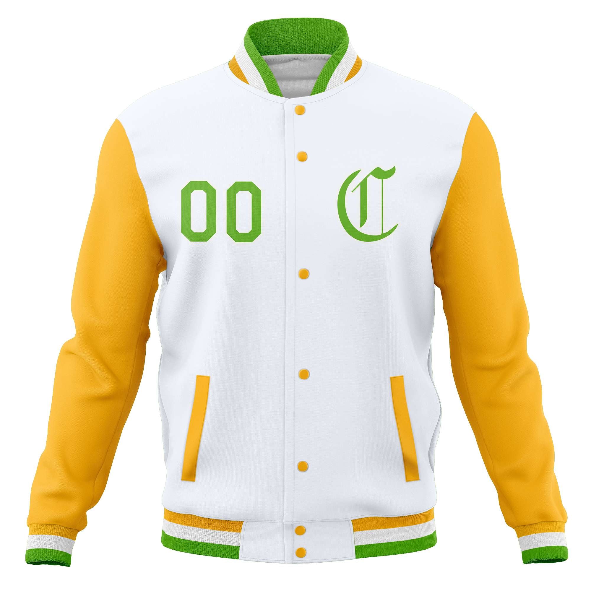 Custom Varsity Letterman Jackets Personalized Baseball Coats Full-Snap with Raglan Sleeves