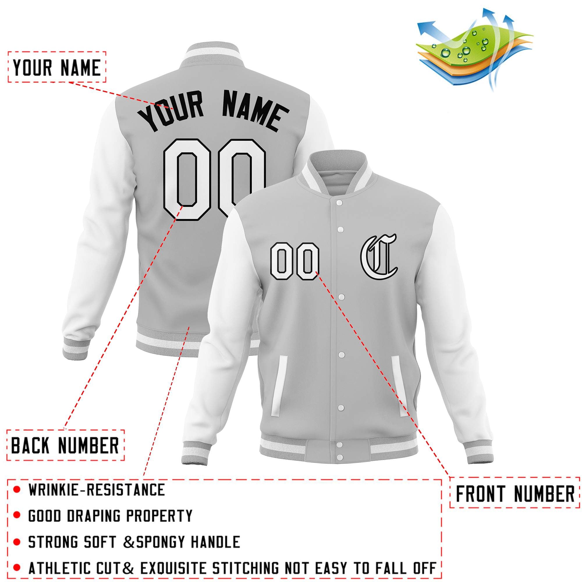 Custom Varsity Letterman Baseball Jackets Personalized Full-Snap with Raglan Sleeves