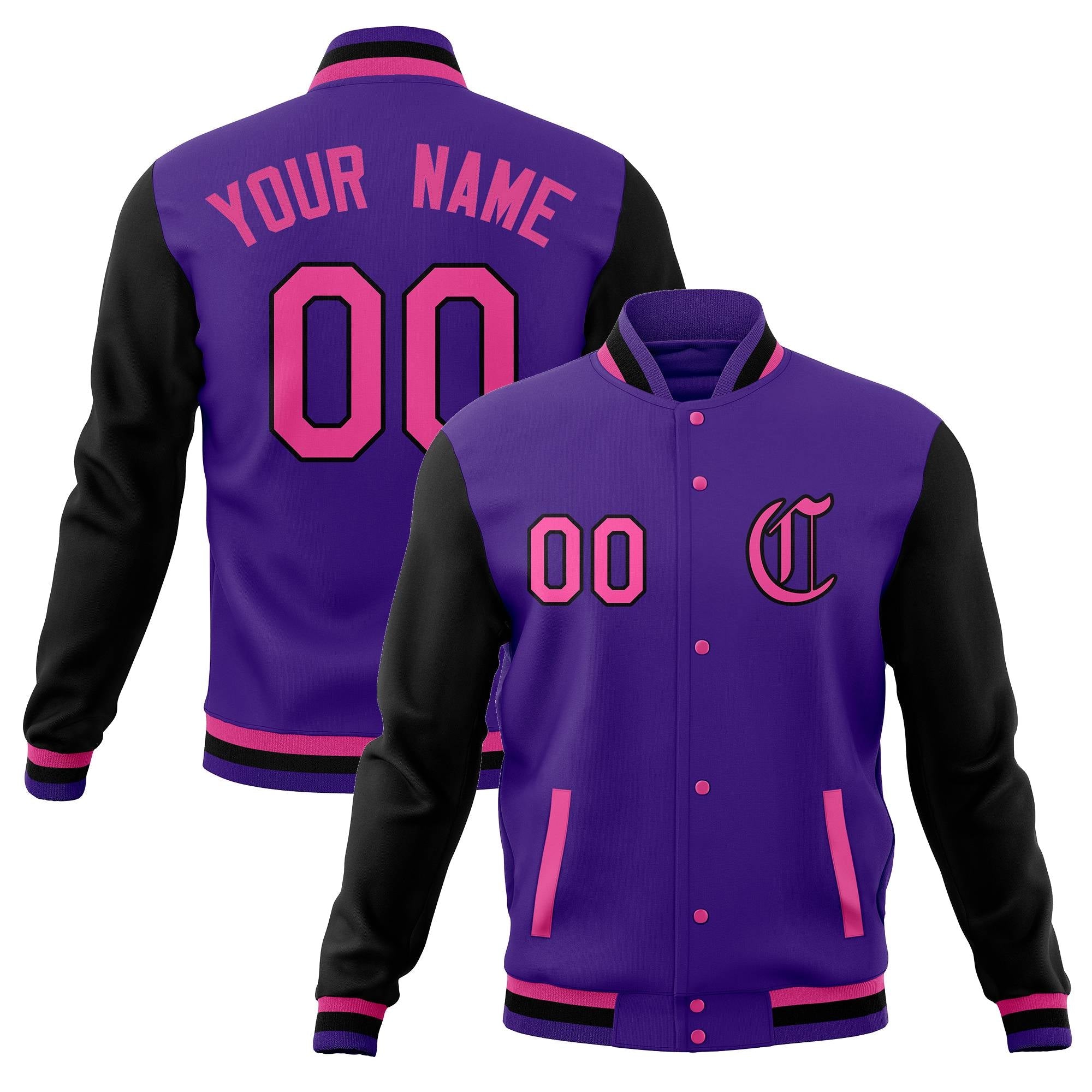 Custom Varsity Letterman Baseball Jackets Personalized Full-Snap Stitched Coats for Adults