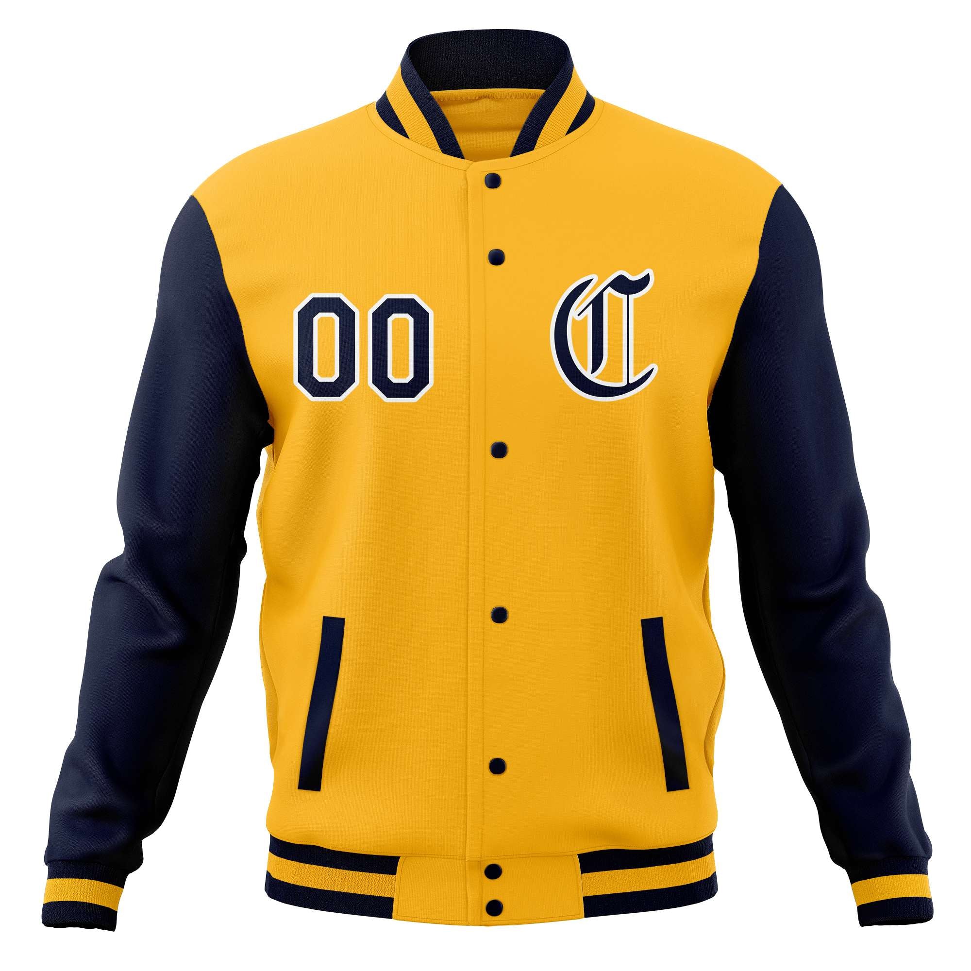 Vestes de baseball Varsity Letterman personnalisées à bouton-pression complète avec manches raglan