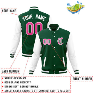 Custom Varsity Letterman Jackets Personalized Baseball Coats Full-Snap with Raglan Sleeves