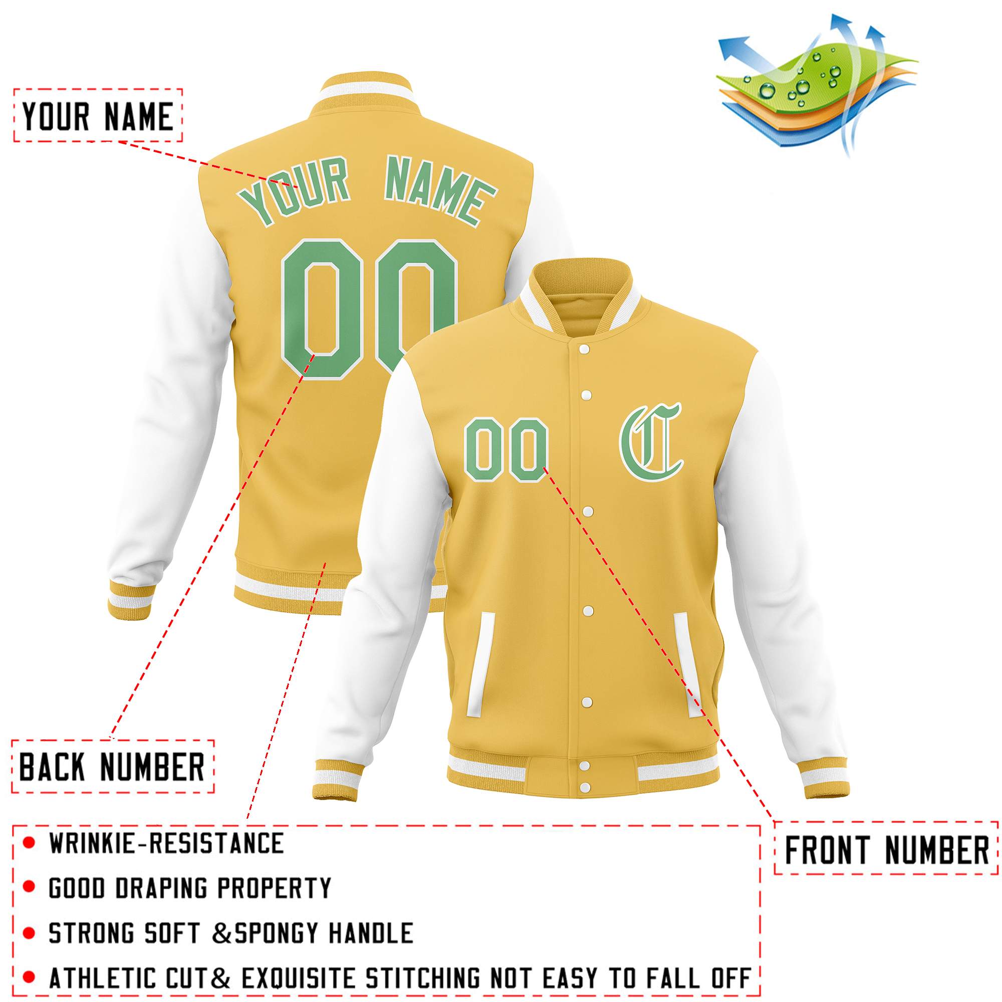 Custom Varsity Letterman Baseball Jackets Personalized Full-Snap Stitched Coats for Men Women