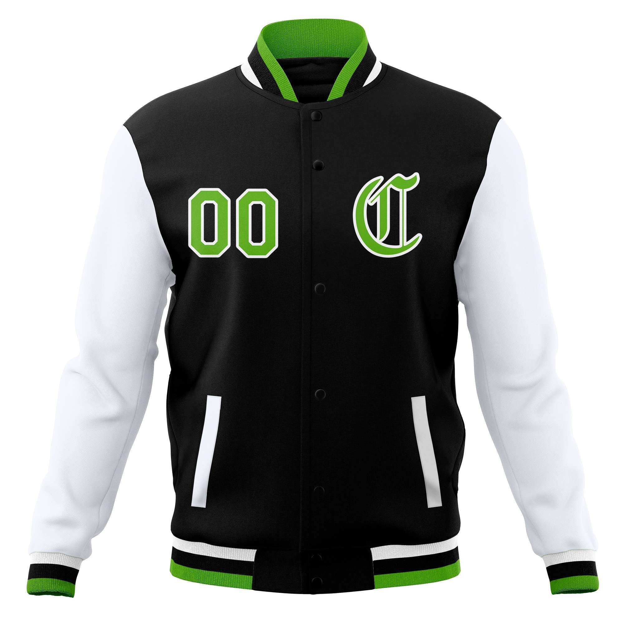 Vestes de baseball Varsity Letterman personnalisées à bouton-pression complète avec manches raglan