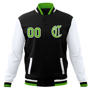 Vestes de baseball Varsity Letterman personnalisées à bouton-pression complète avec manches raglan