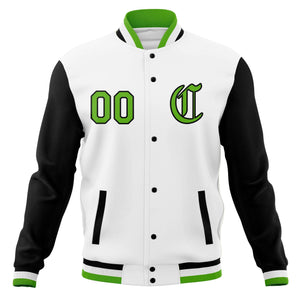 Vestes de baseball Varsity Letterman personnalisées à bouton-pression complète avec manches raglan