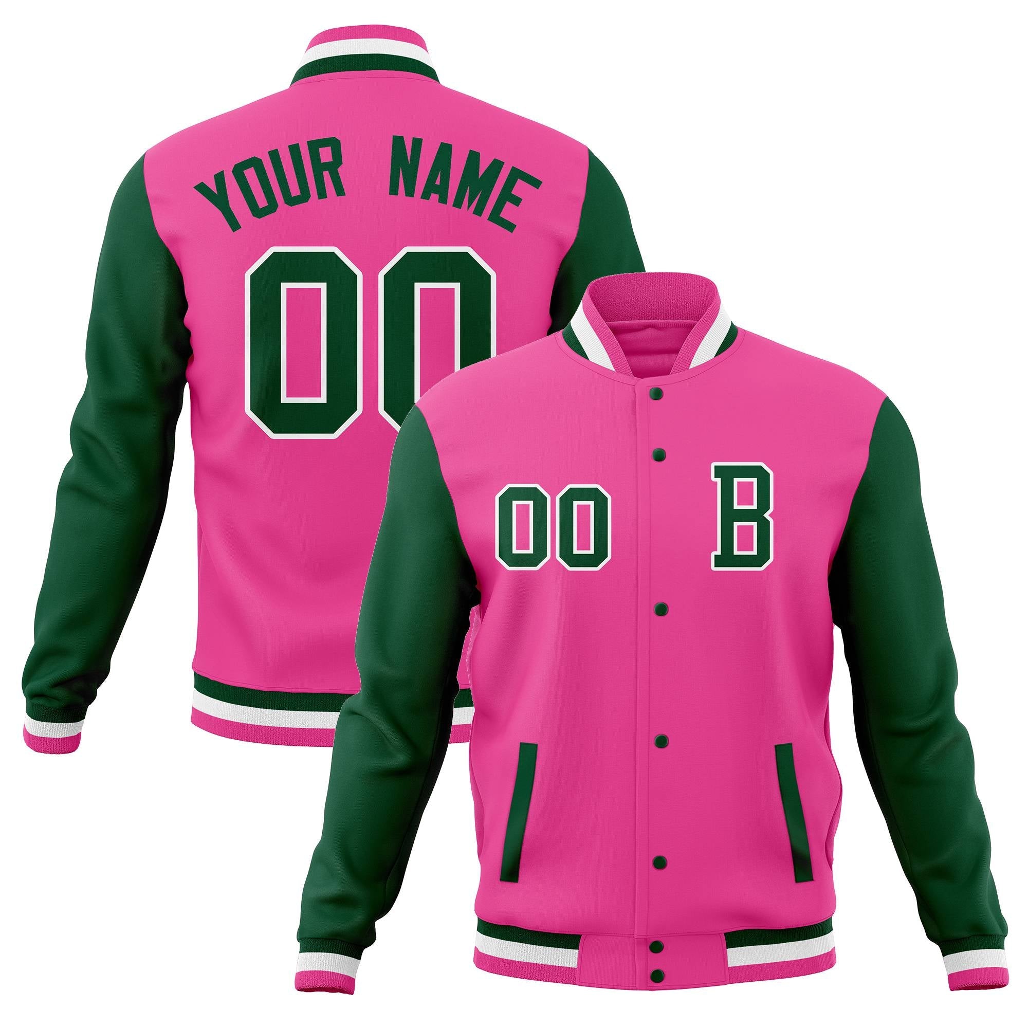 Custom Varsity Letterman Baseball Jacket Personalized Full-Snap Stitched Name Number