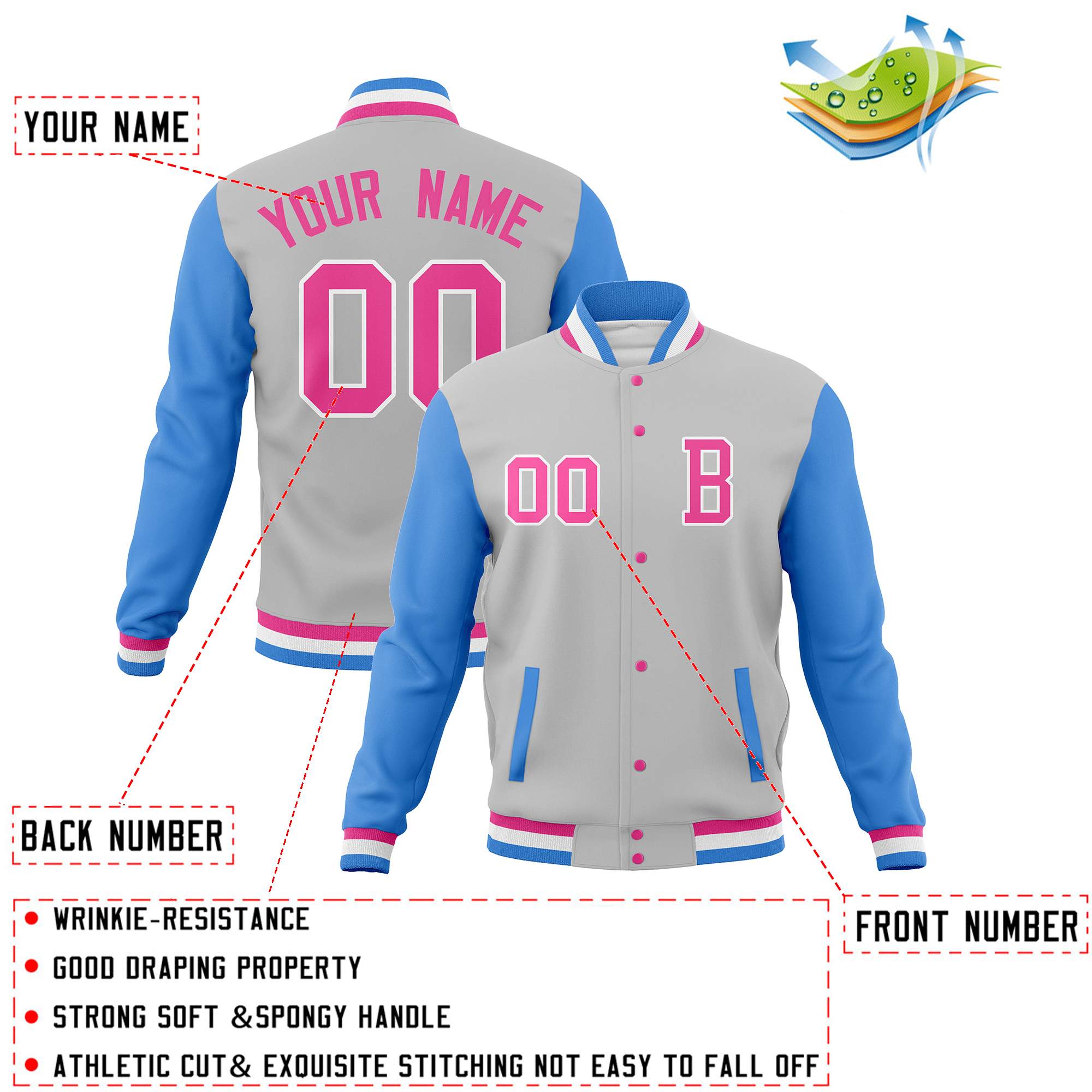 Custom Full-Snap Baseball Varsity Bomber Jackets with Personalized Coats