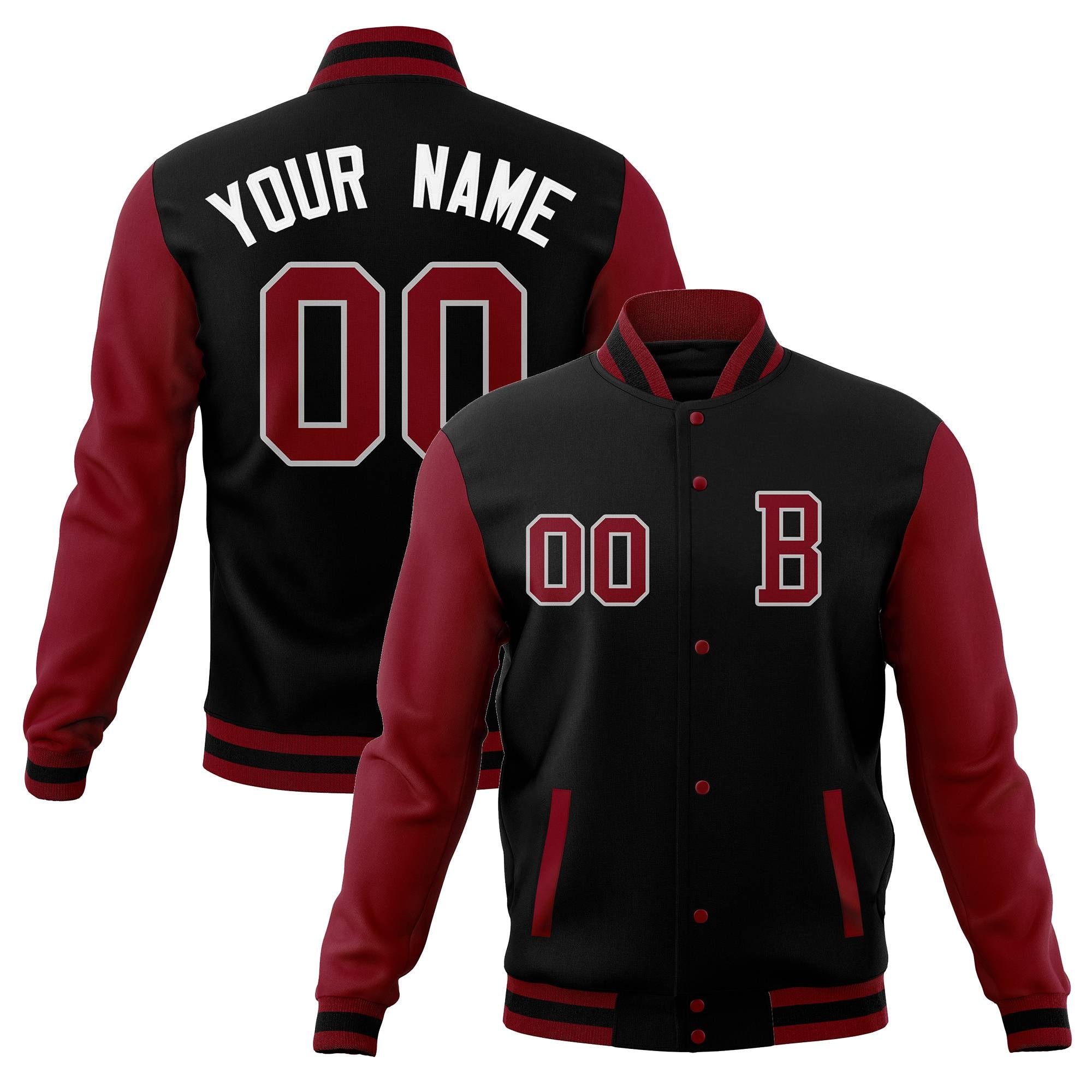 Veste de baseball Varsity Letterman personnalisée Numéro de nom cousu à pression complète