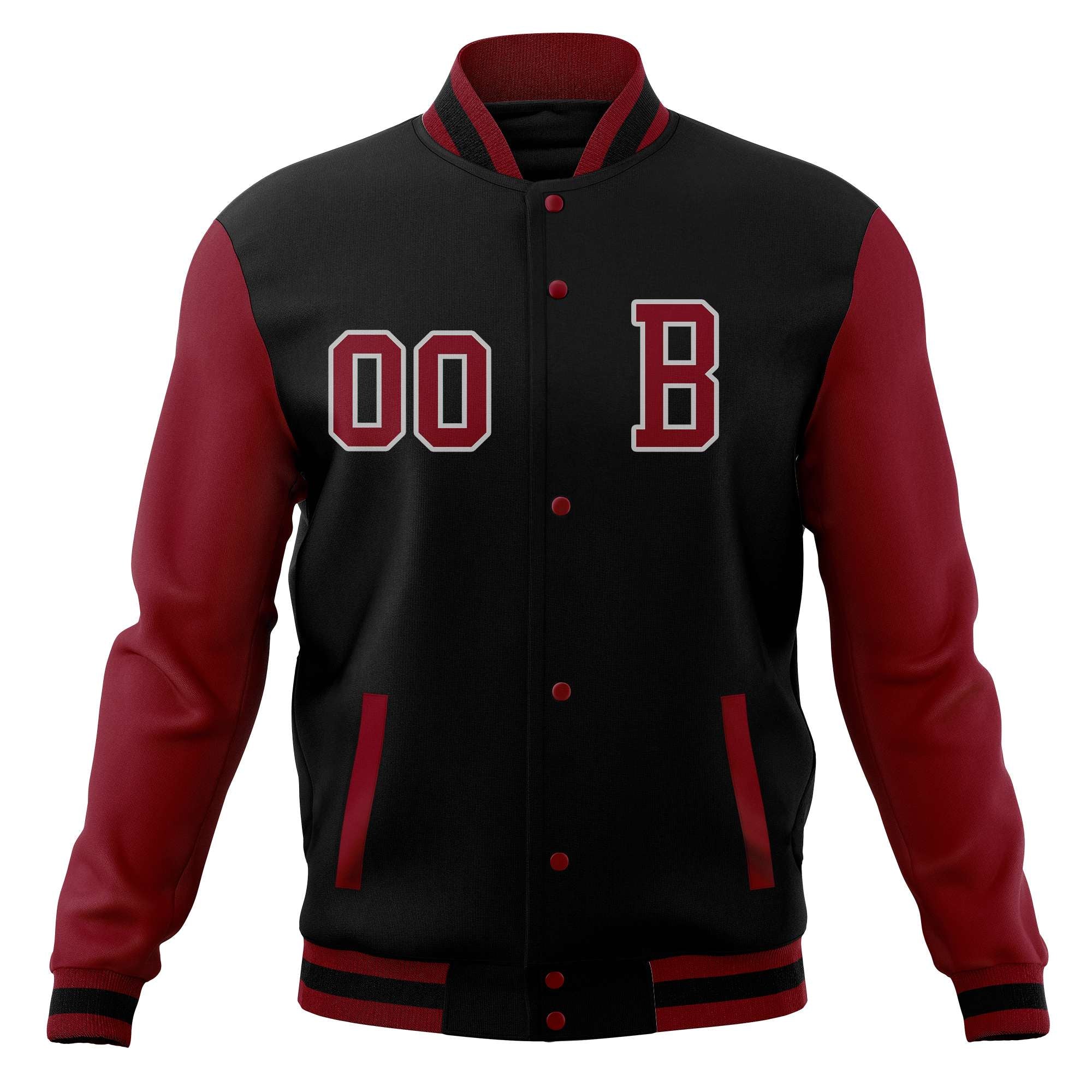 Veste de baseball Varsity Letterman personnalisée Numéro de nom cousu à pression complète