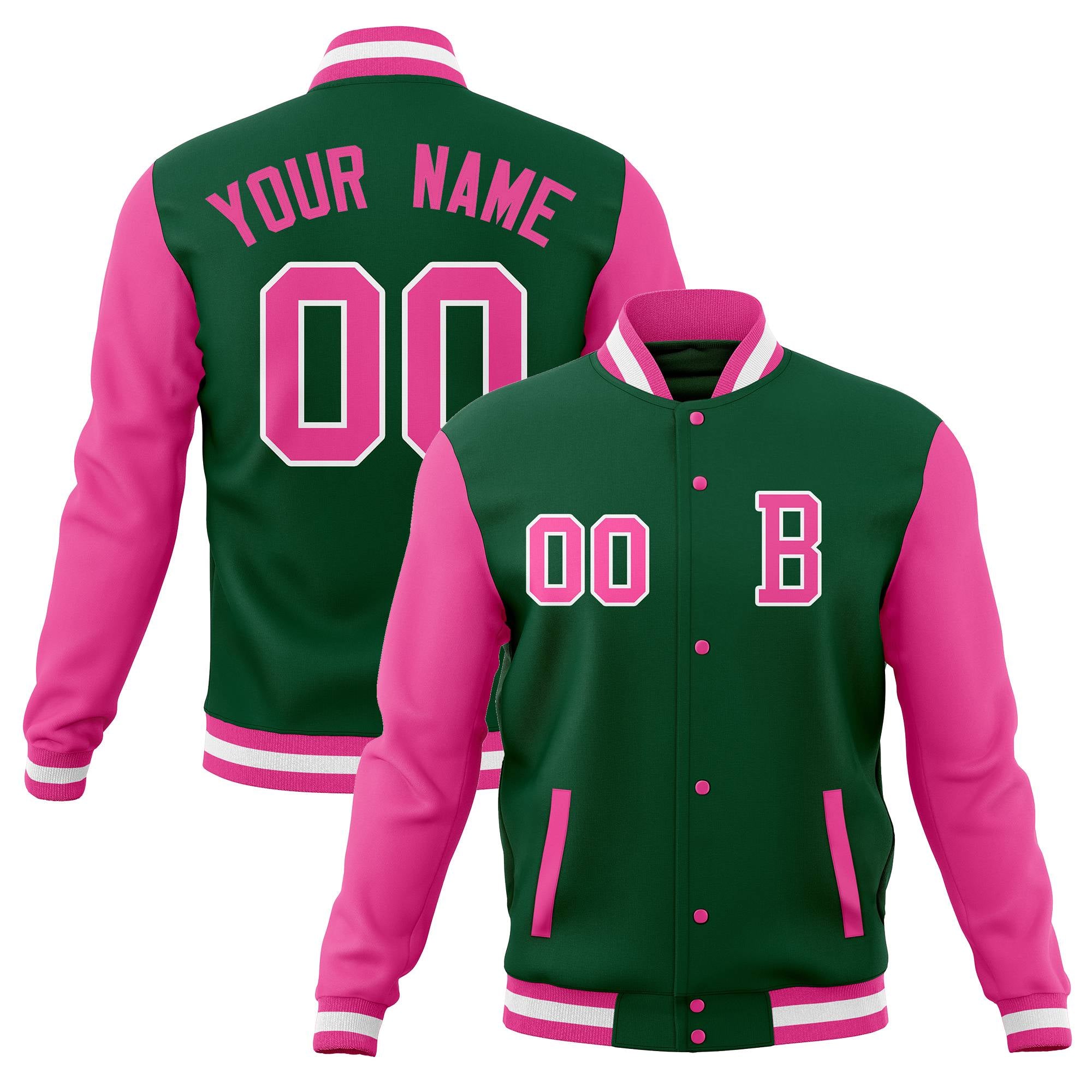 Custom Varsity Letterman Baseball Jacket Personalized Full-Snap Stitched Name Number