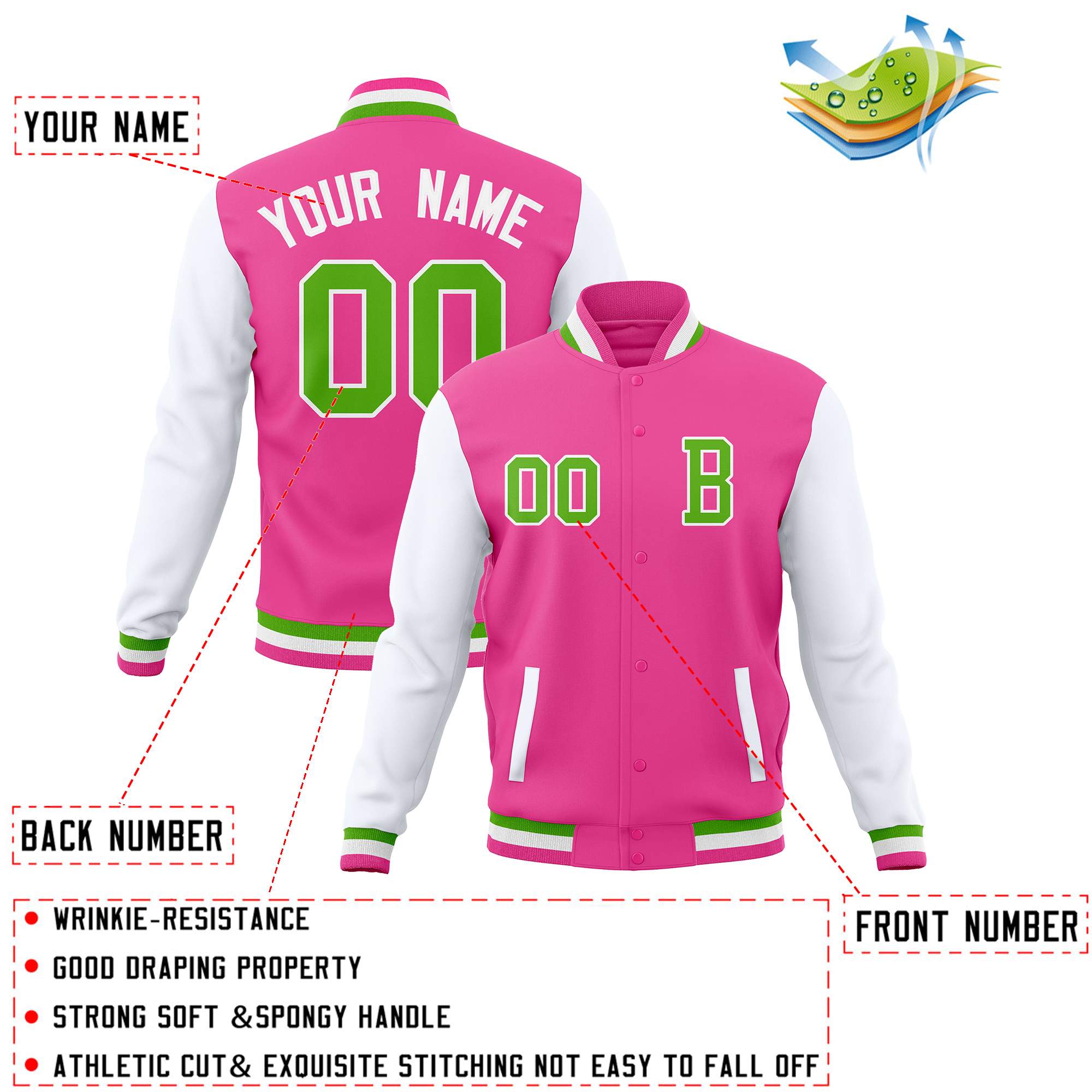 Custom Full-Snap Baseball Coats with Personalized Stitched Varsity Letterman Jacket