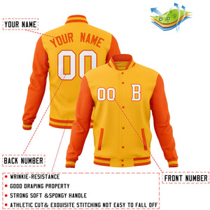 Custom Varsity Letterman Baseball Jacket Personalized Full-Snap Stitched Name Number