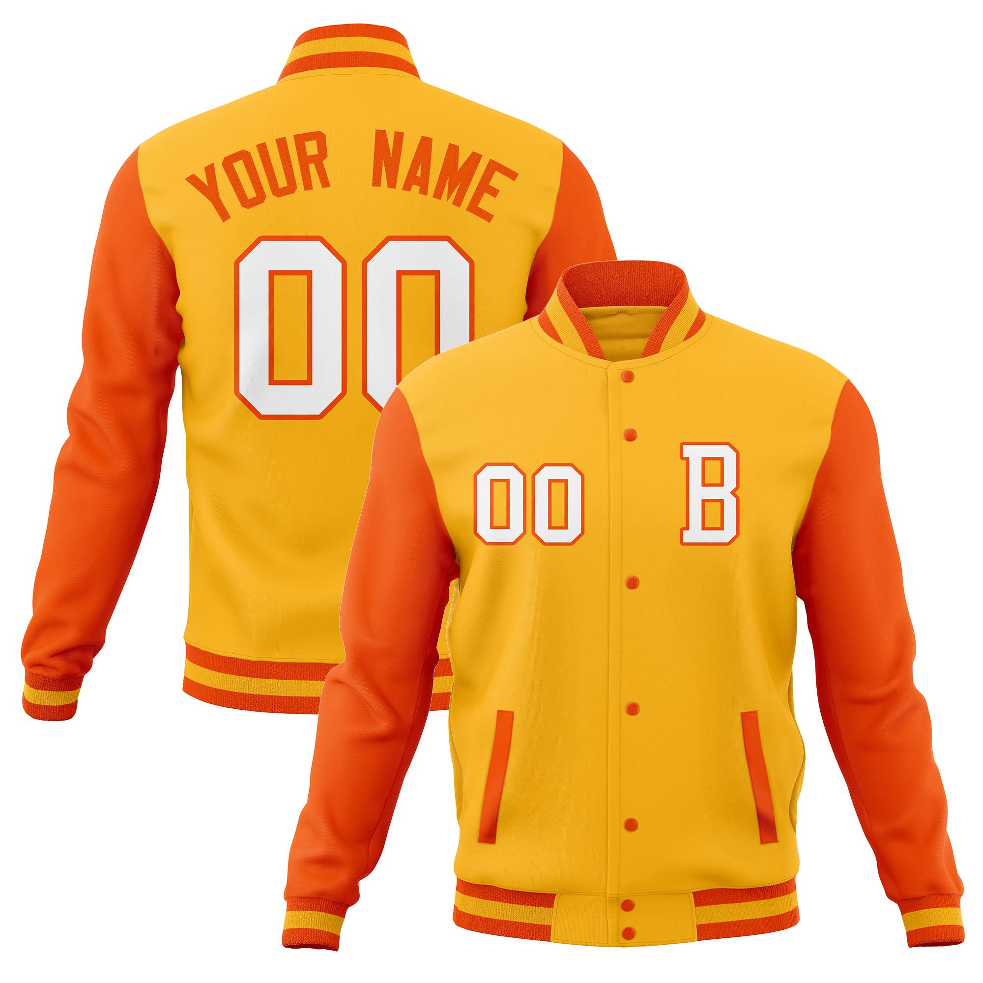 Custom Varsity Letterman Baseball Jacket Personalized Full-Snap Stitched Name Number