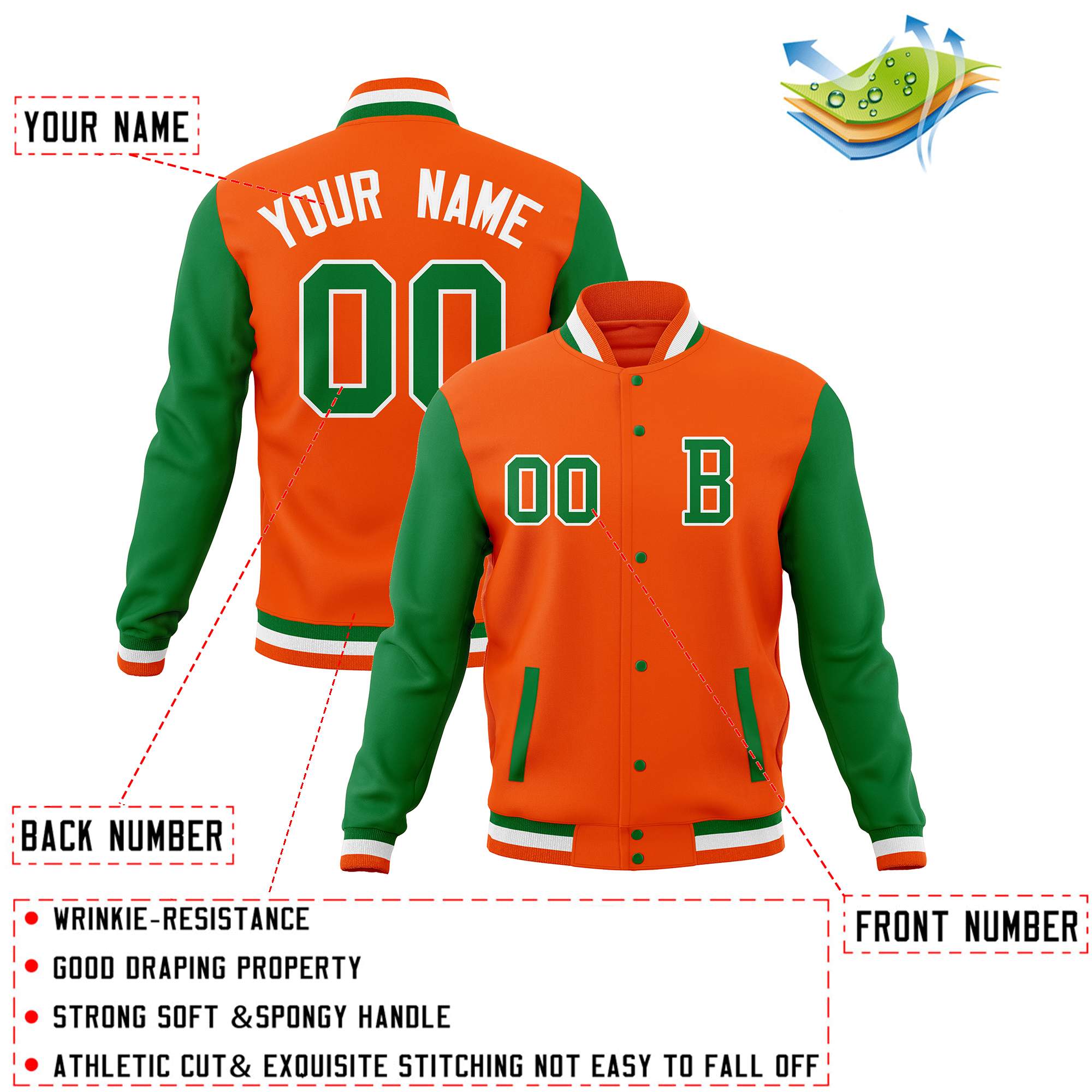 Custom Full-Snap Baseball Coats with Personalized Stitched Varsity Letterman Jacket