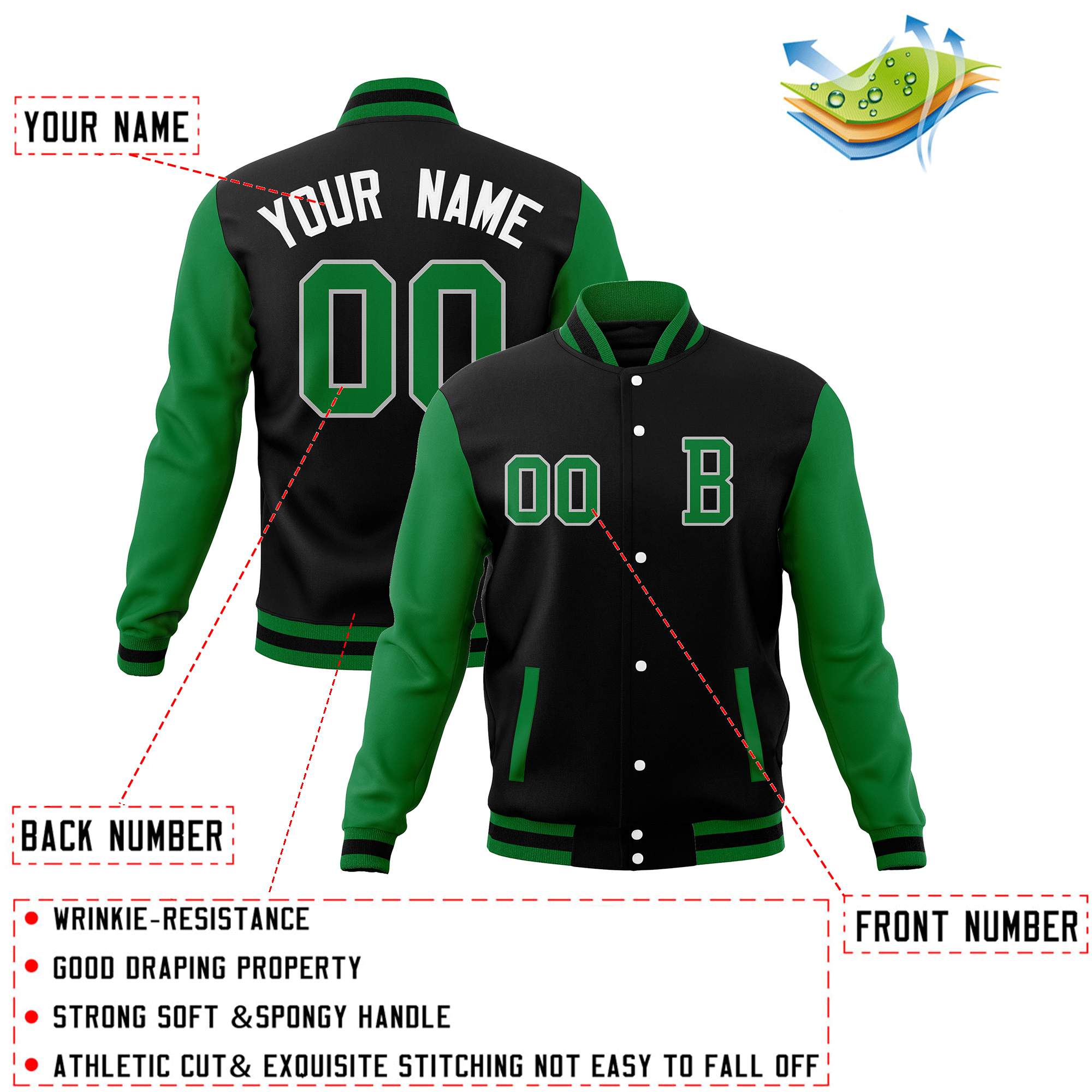 Custom Full-Snap Baseball Coats with Personalized Stitched Varsity Letterman Jacket